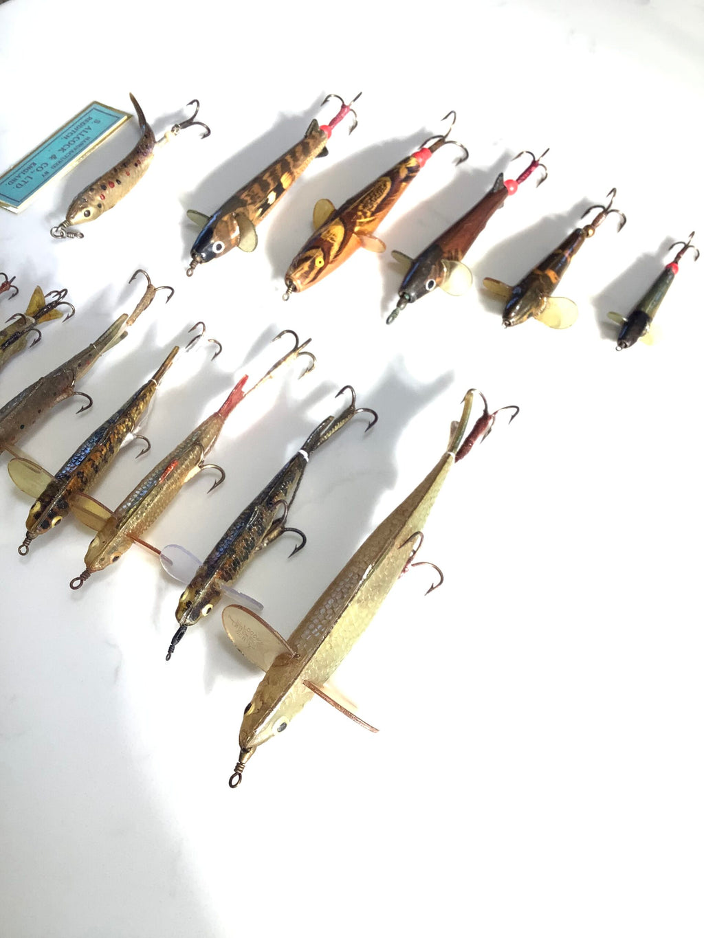 Vintage/Antique collection of Allcock Co Lure Baits, unused set circa 1909