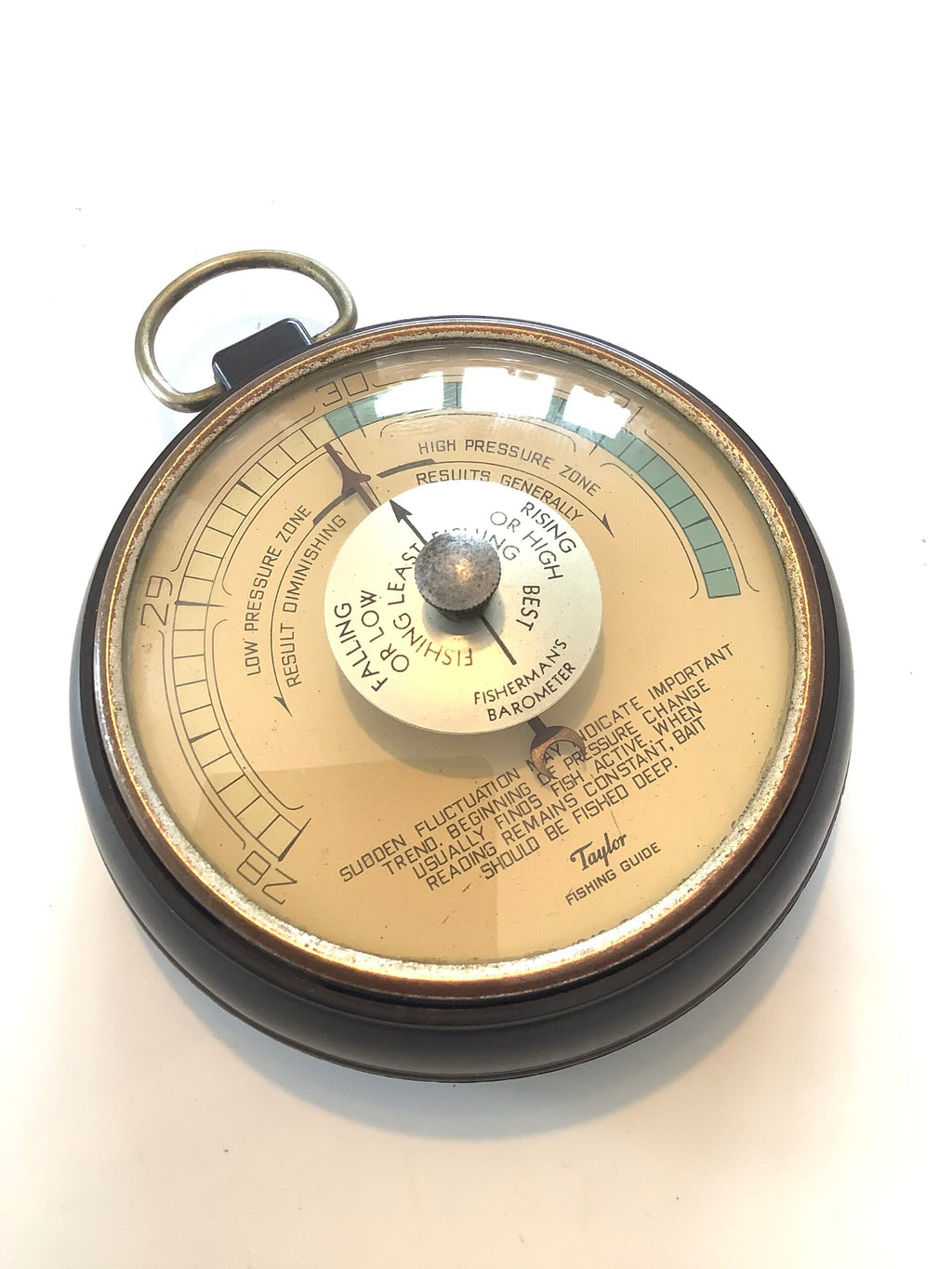 Rare Antique Fisherman’s Pocket Barometer By Taylor Fishing Guide