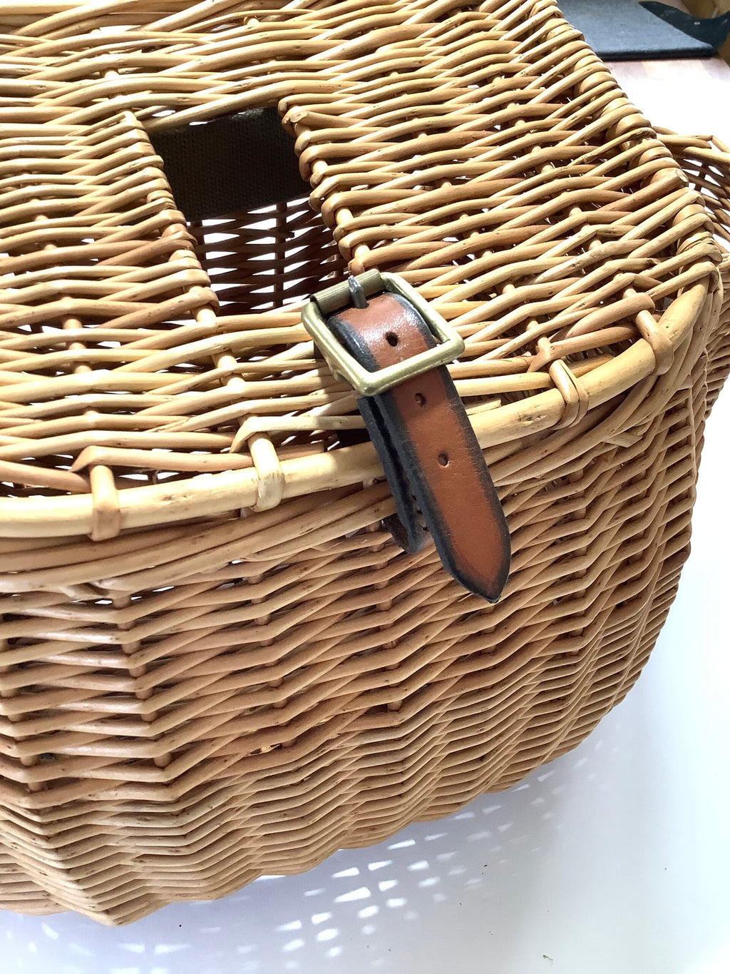 A Large Traditional Fisherman’s Creel with twin flask / Bottle holders