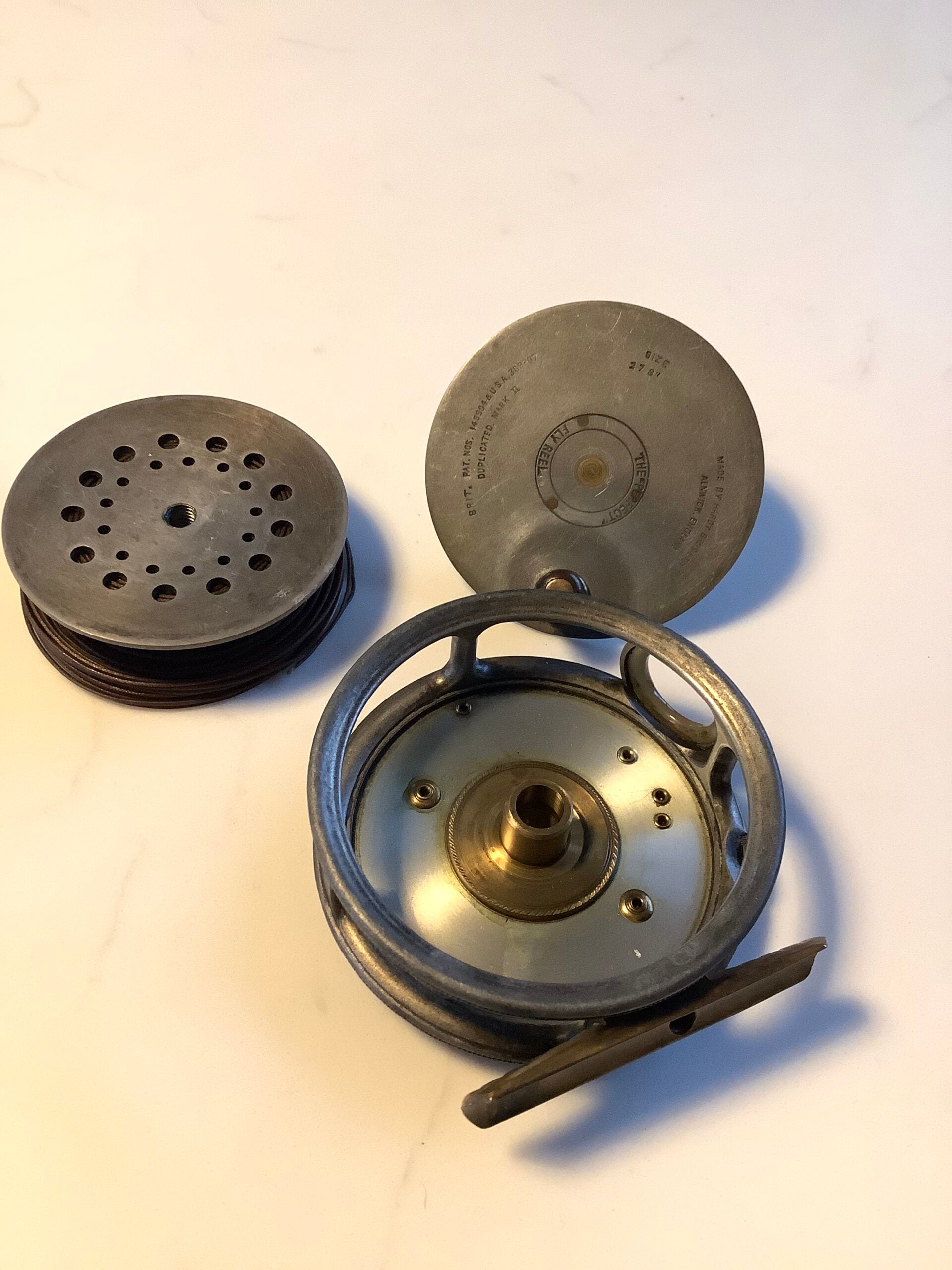 Antique Hardy Bros 2 7/8” Perfect Fly Reel with Agate Line guide