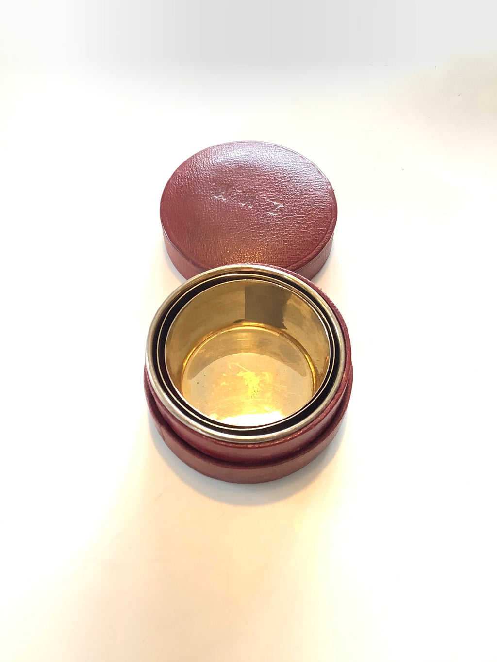 Antique silver collapsible Leather cased Pocket Cup