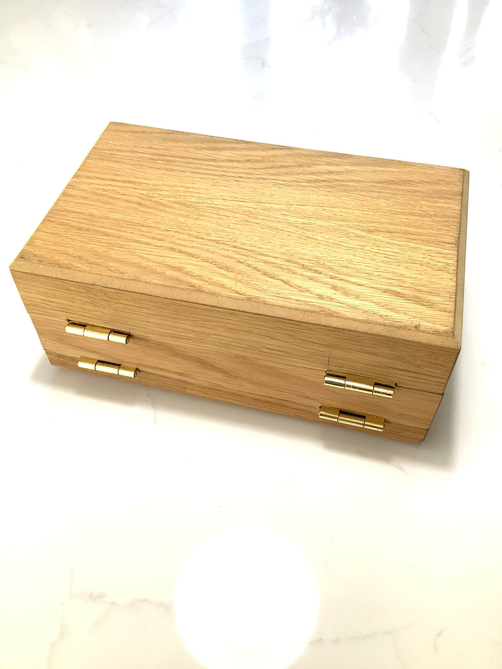 Hand Crafted Solid Oak Float Box with a selection of floats