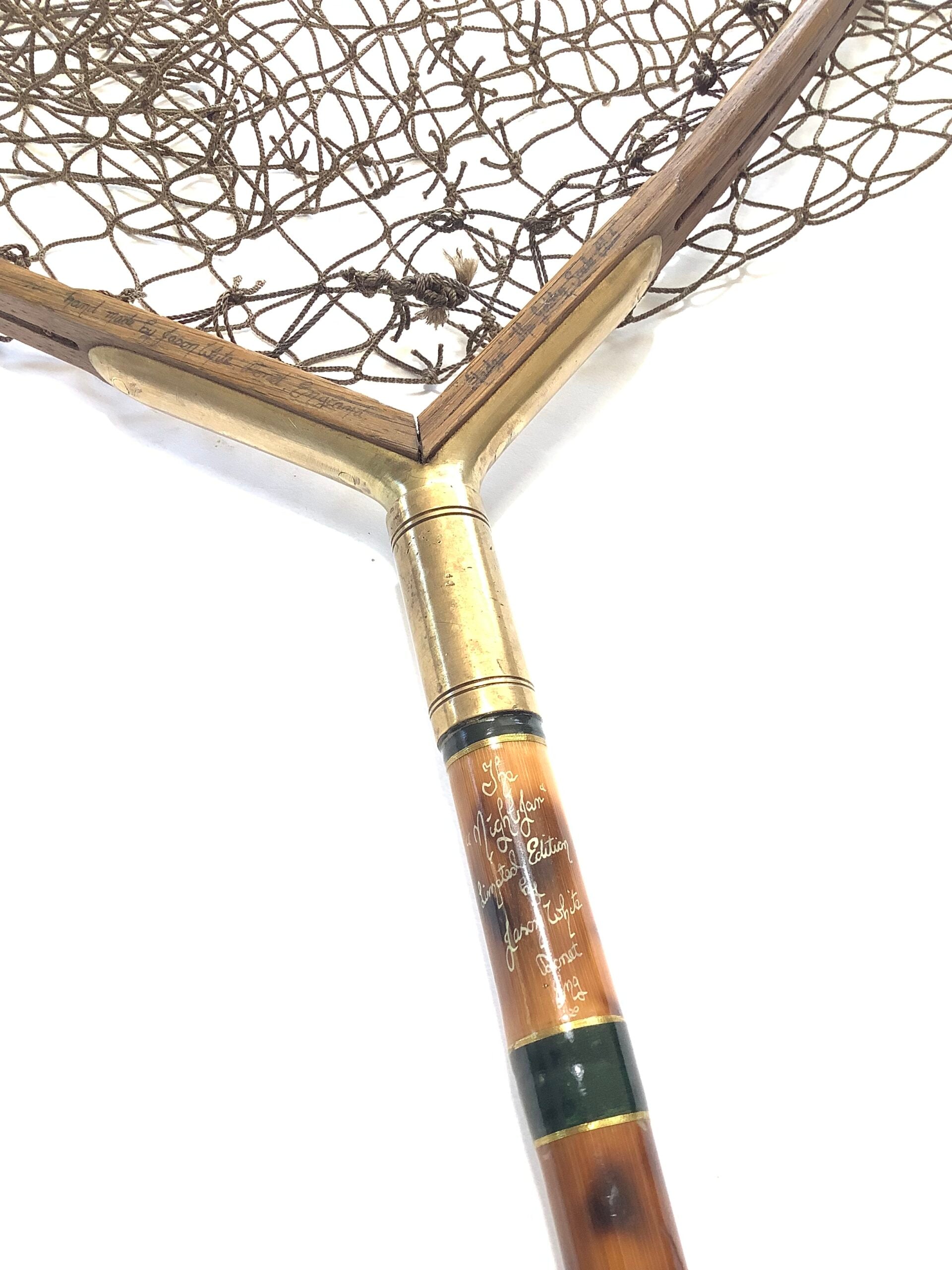 DE-LUXE Traditional Hand Crafted Large Carp ASH Framed Landing Net Pole By GOLDEN SCALE CLUB