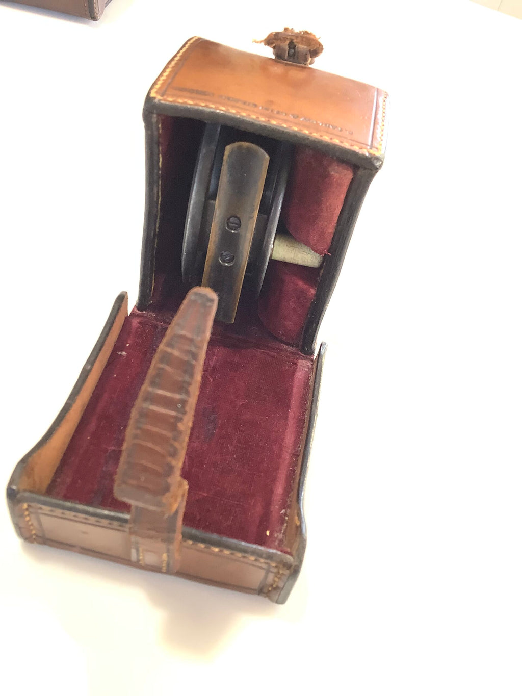 Antique Block Leather Reel case by FARLOWS PALL MALL For 3” Reel