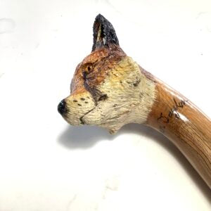 IAN TAYLOR Hand crafted Highest Quality Fox Head Walking Stick.(Signed)