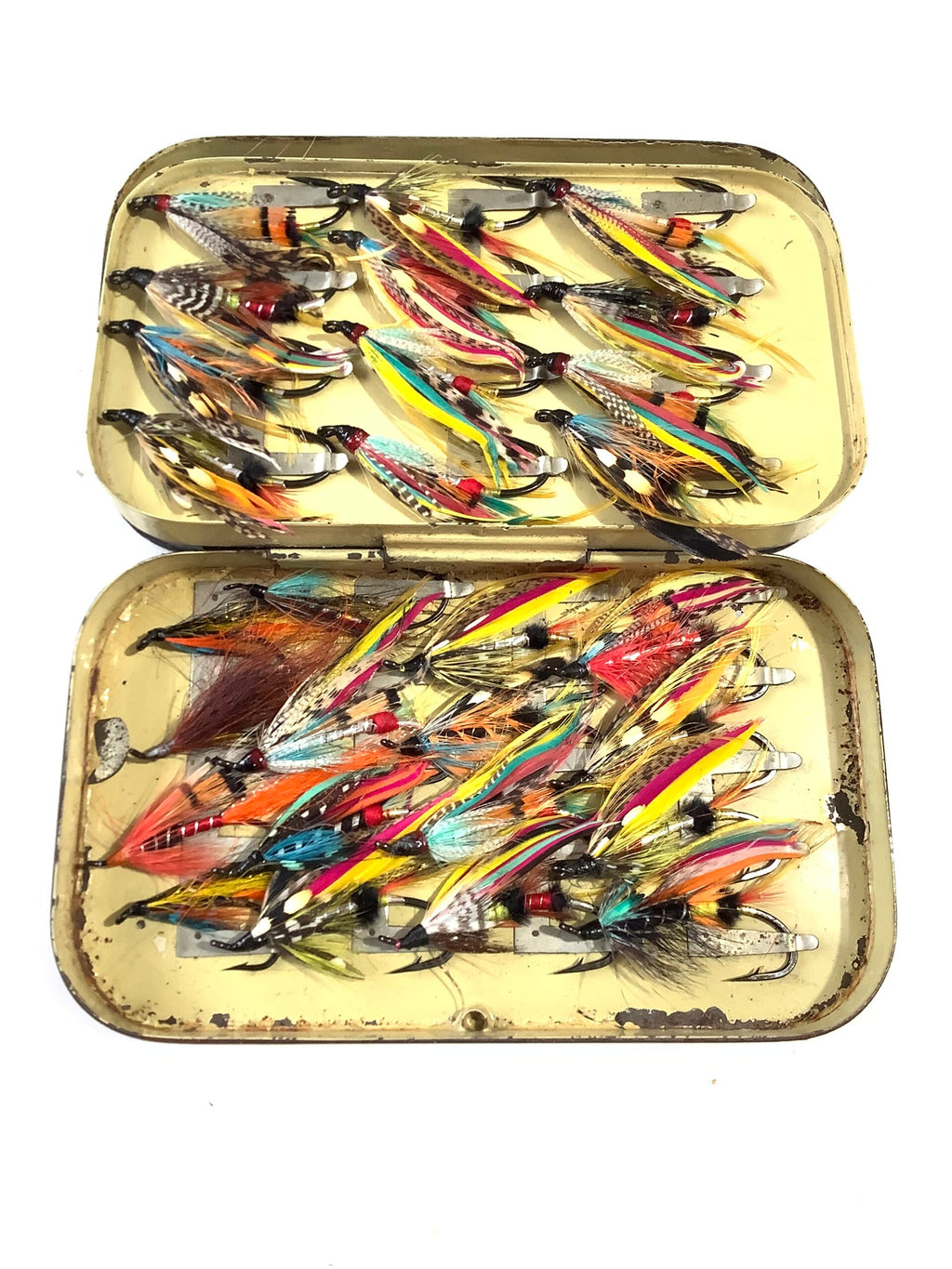 Malloch Salmon Fly Box containing Good Large Fully Dressed Traditional Salmon Flies