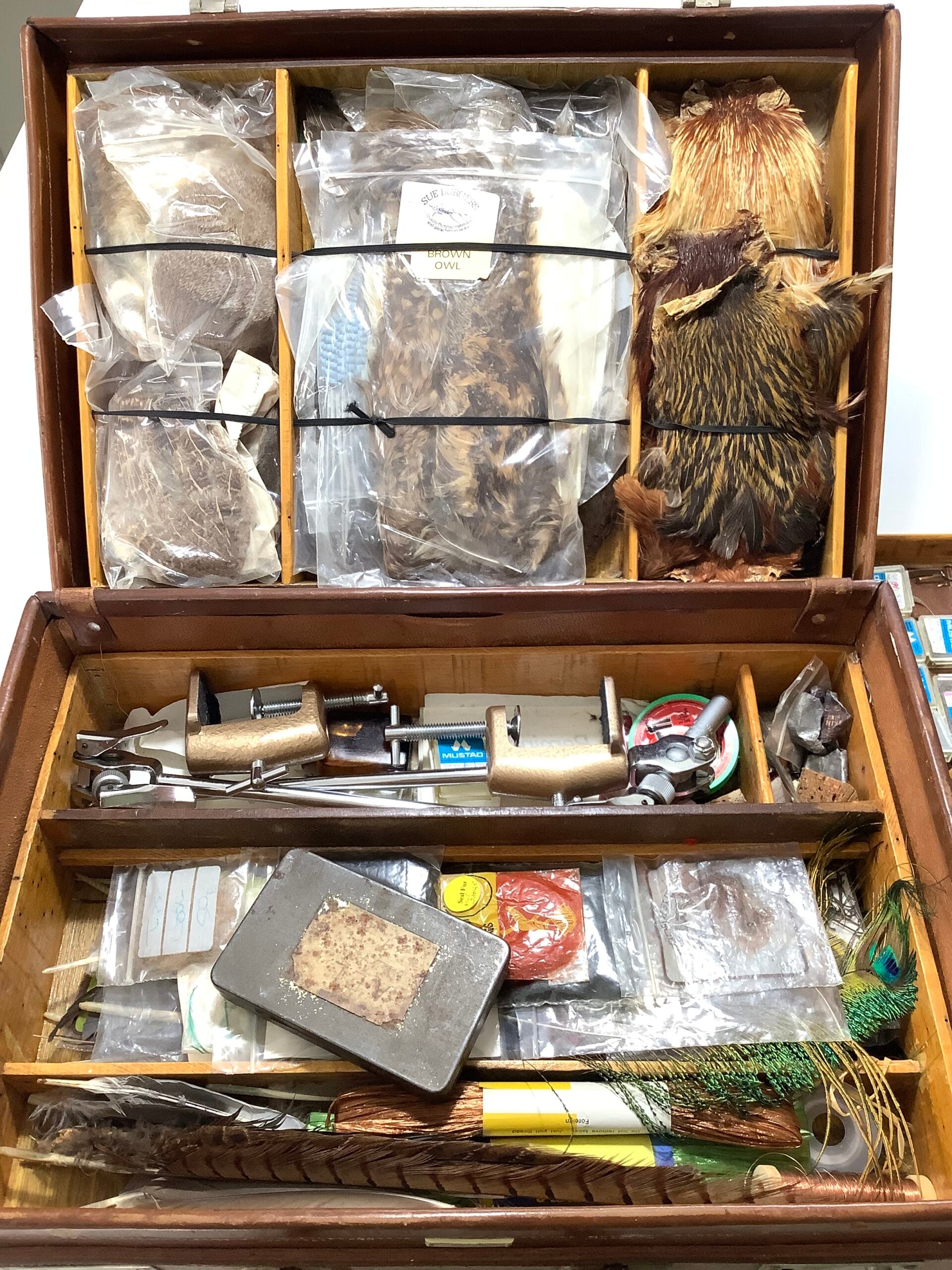 Antique Fly Tyers Case Made By Drew Sons London Includes Letters by Thomas Clegg A.W.Lunn Pamphlet