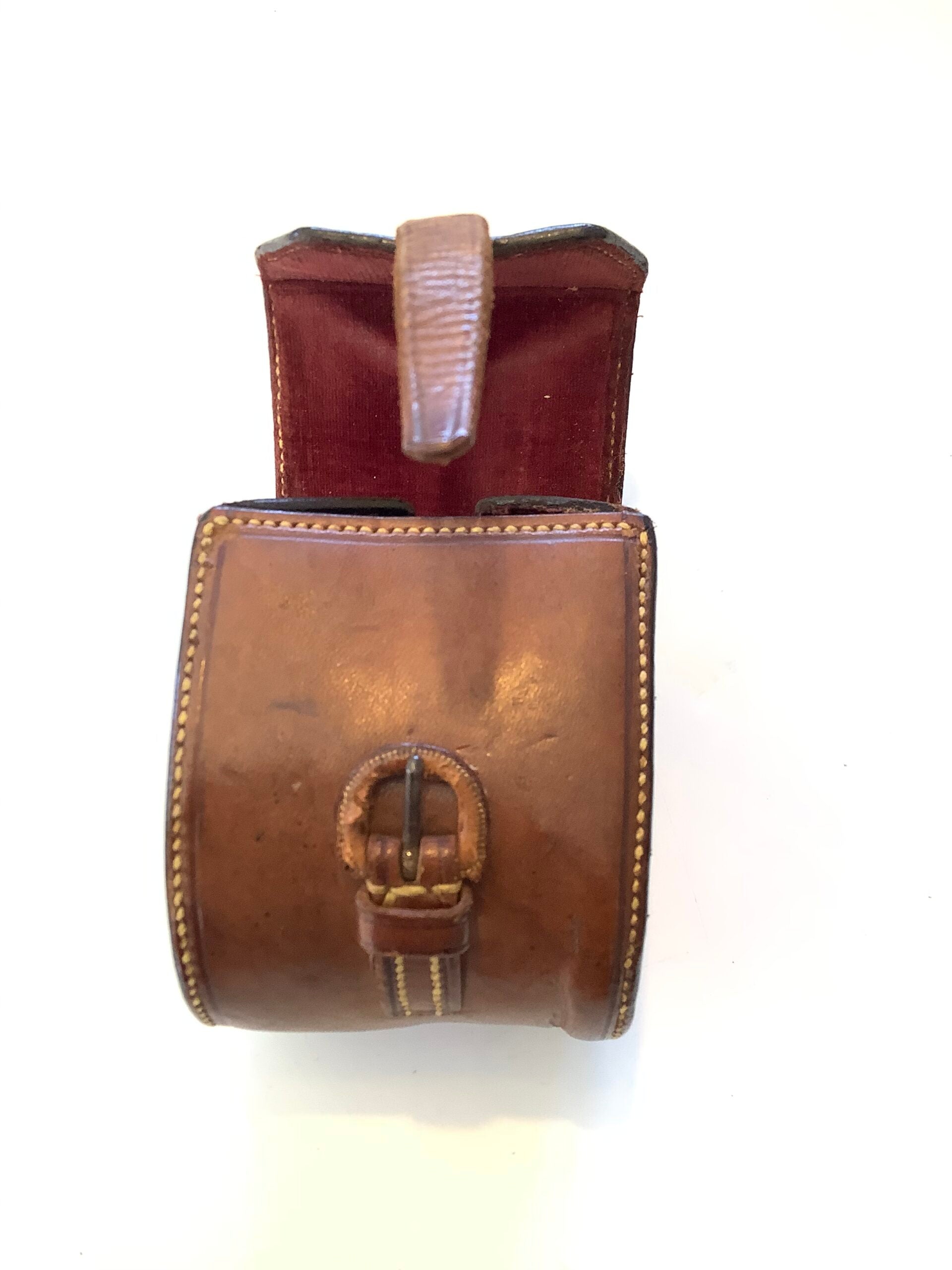 Antique Small Block Leather Reel case