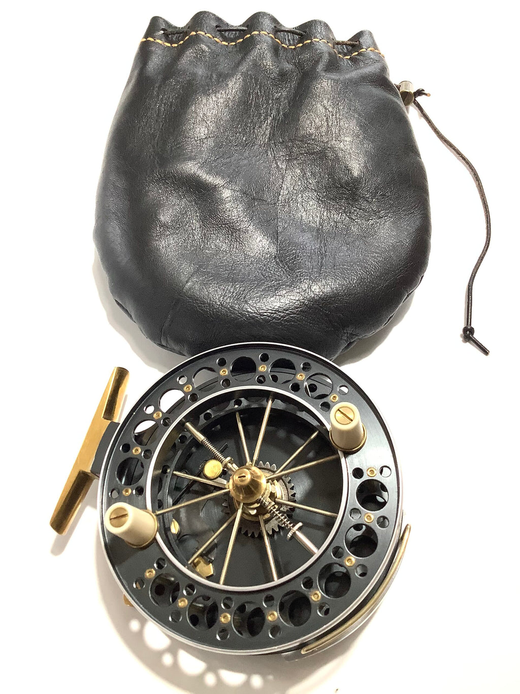 Leather Sheep Skin Lined Reel Bag By Andy Batchelor
