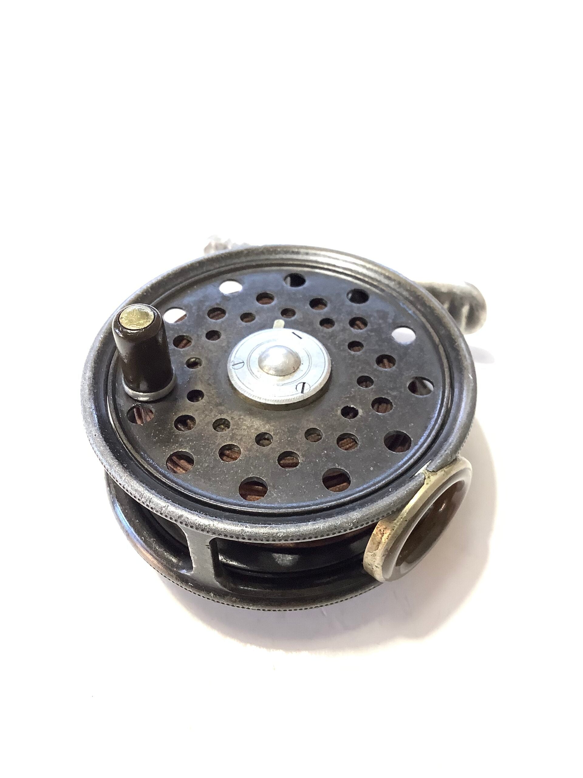 Rare Antique Hardy Bros St. George Junior Fly Reel with Block Leather Case