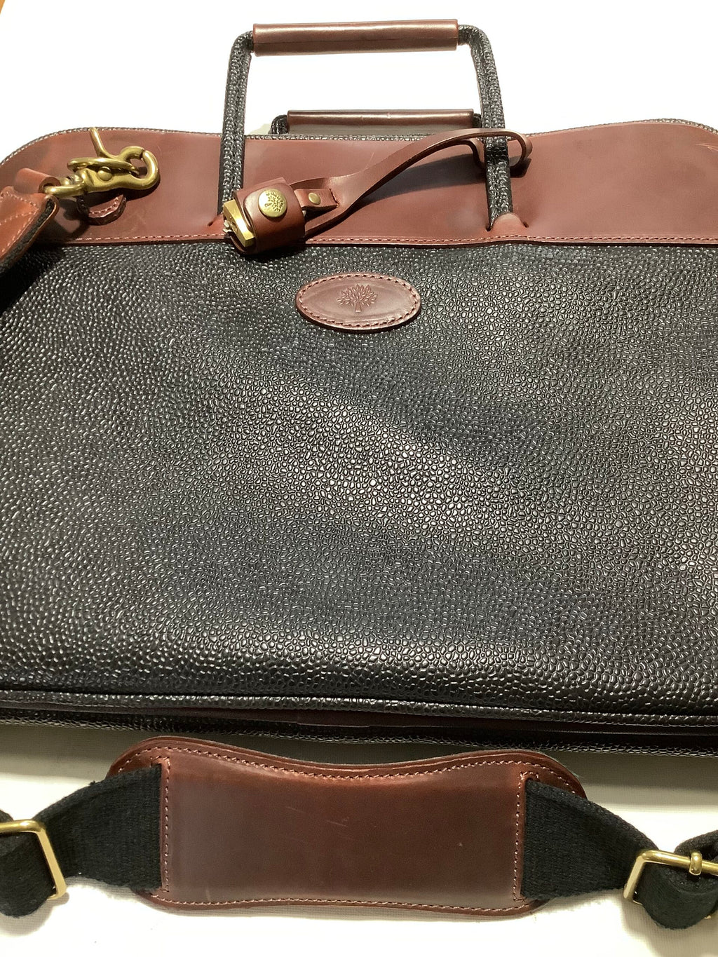 MULBERRY England LEATHER BRIEFCASE SCOTCH GRAIN MESSENGER CARRY ALL BAG