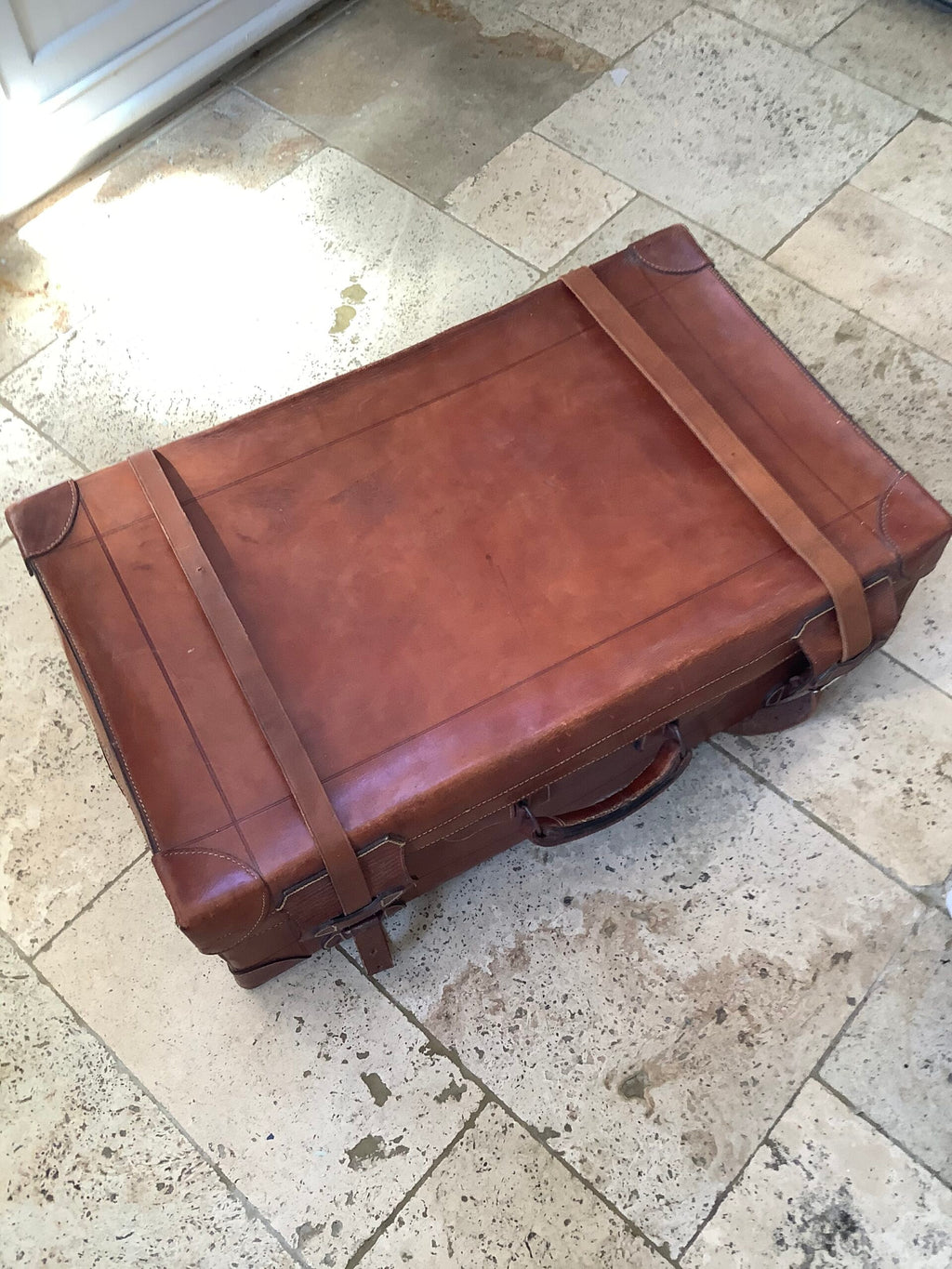 Antique full leather travel carrying case Holdall