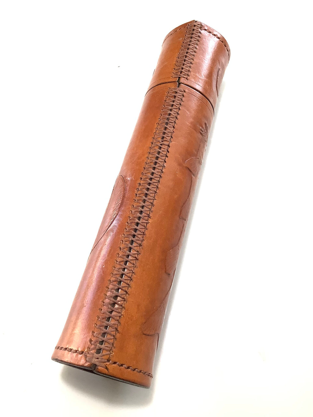 Hand crafted Leather Float tube with embossed BARBEL, GRAYLING TENCH