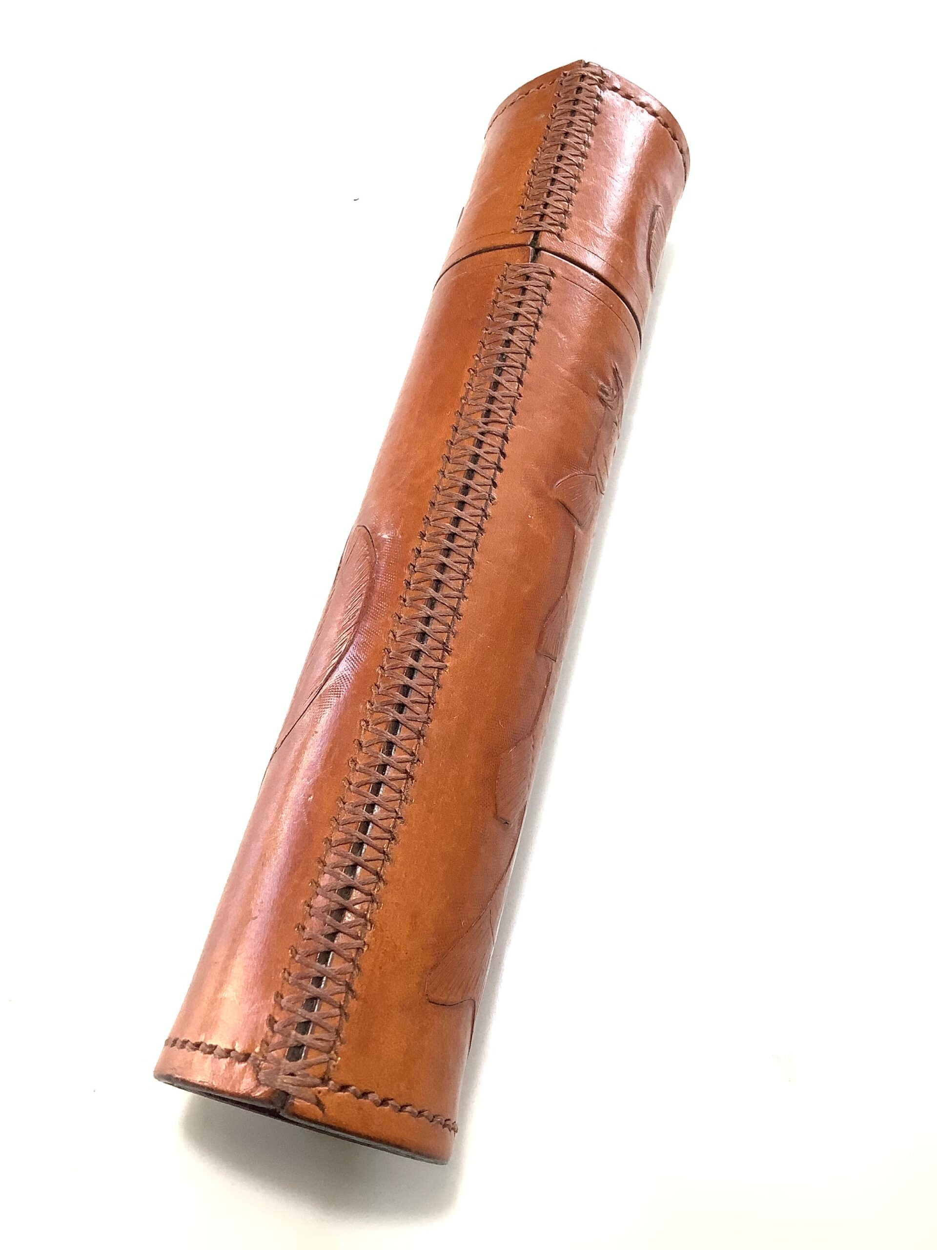 Hand crafted Leather Float tube with embossed BARBEL, GRAYLING TENCH