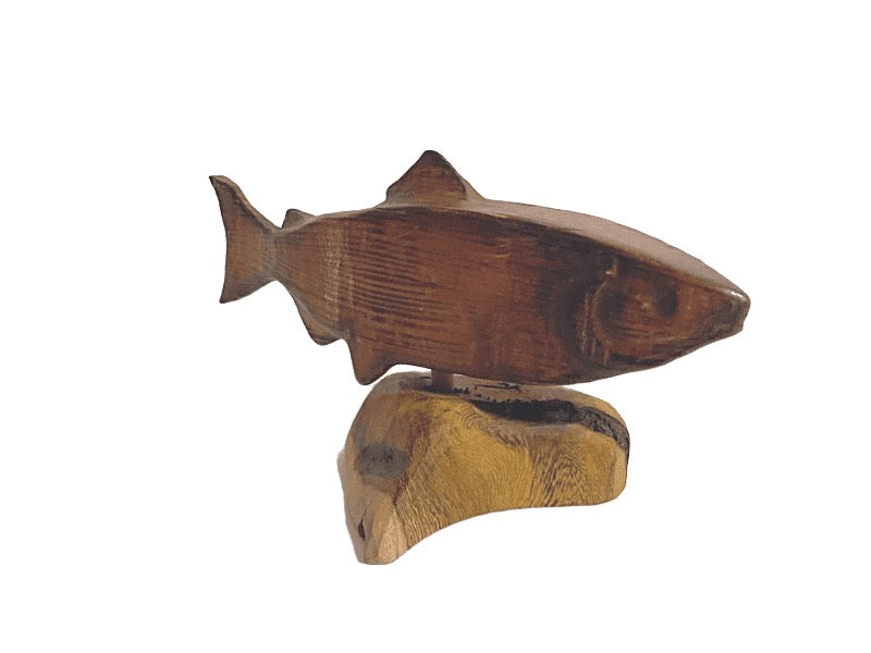 A Hand carved wooden Salmon by Alan Glasby