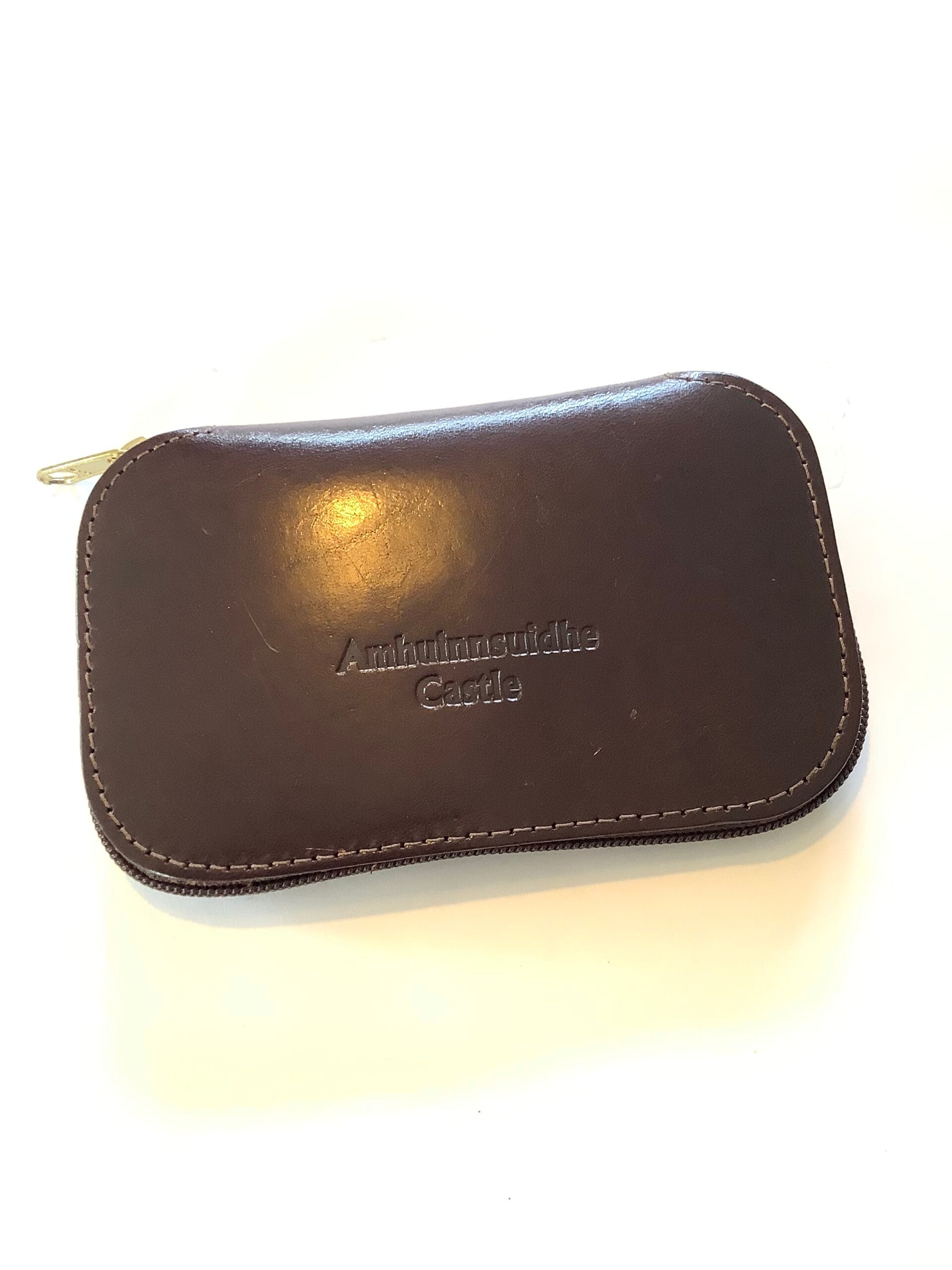 Rare Harris Tweed cased leather Amhuinnsuidhe Castle Fly Wallet