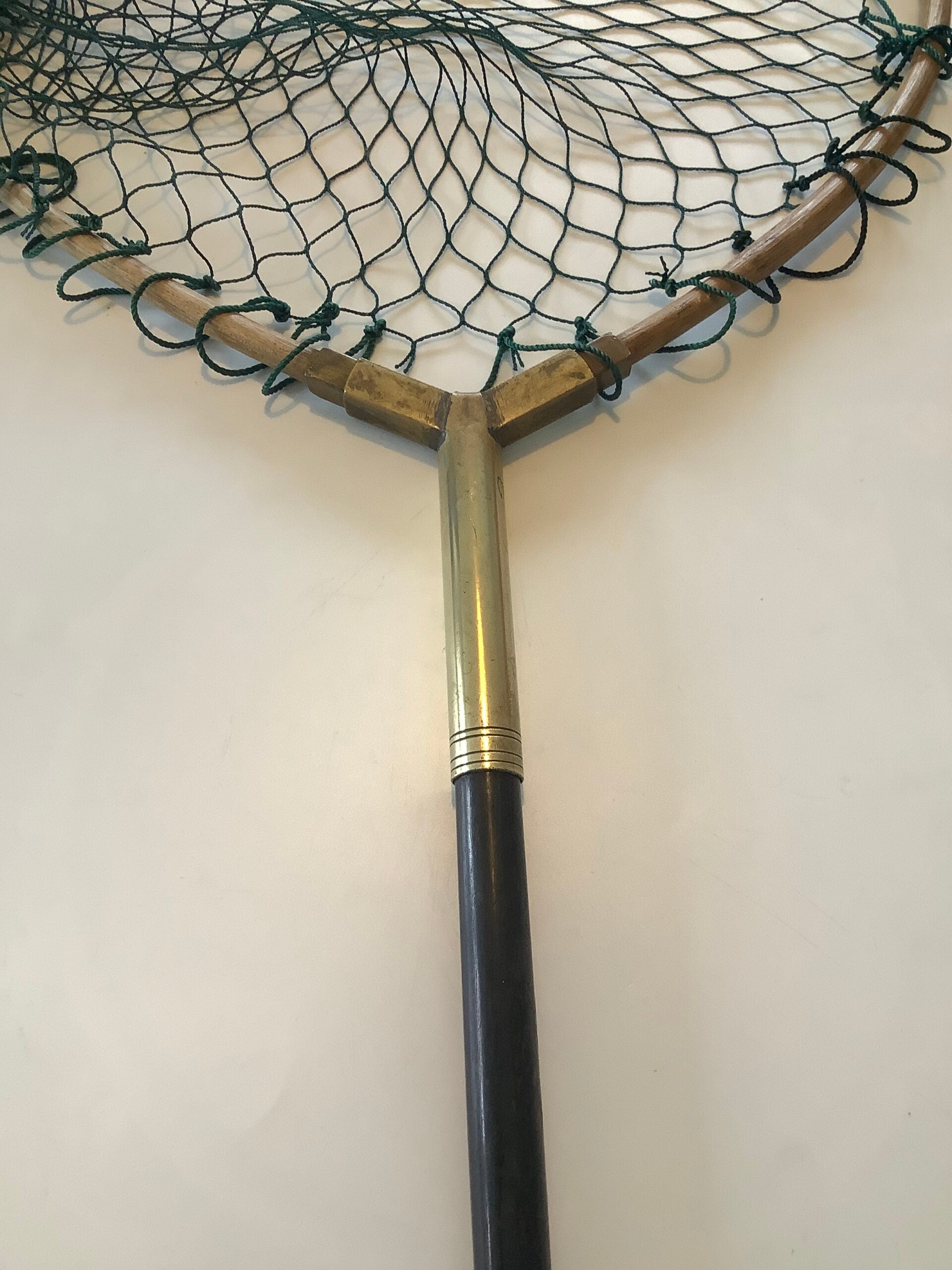 Antique Ebony Handle and brass folding Landing net
