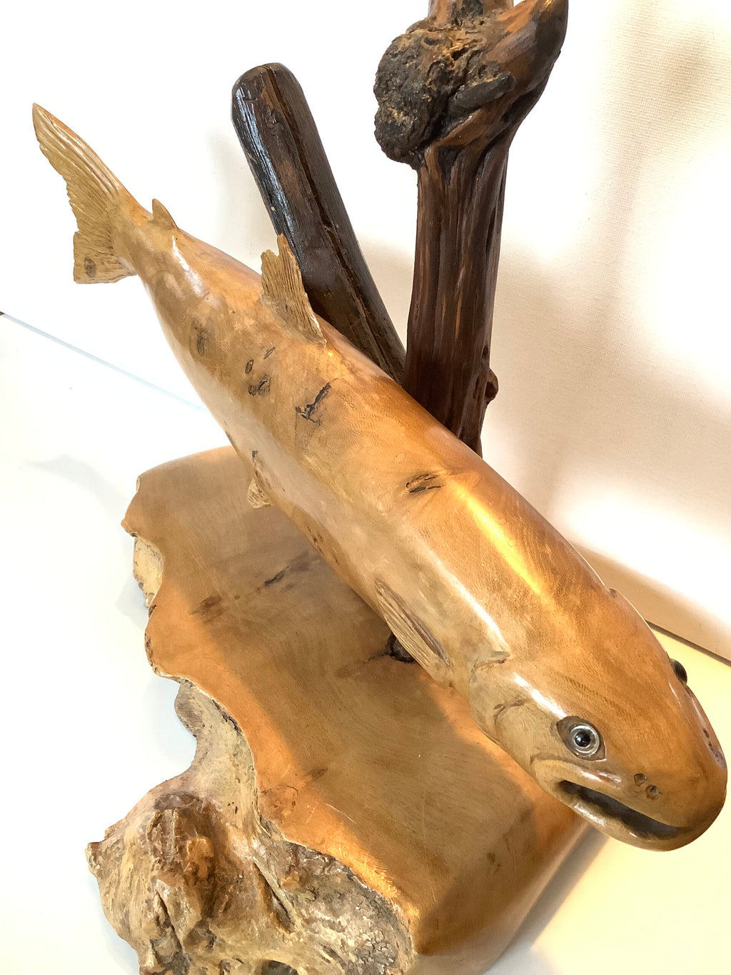 Hand Carved full size Whole Brown Trout from Burr Wood
