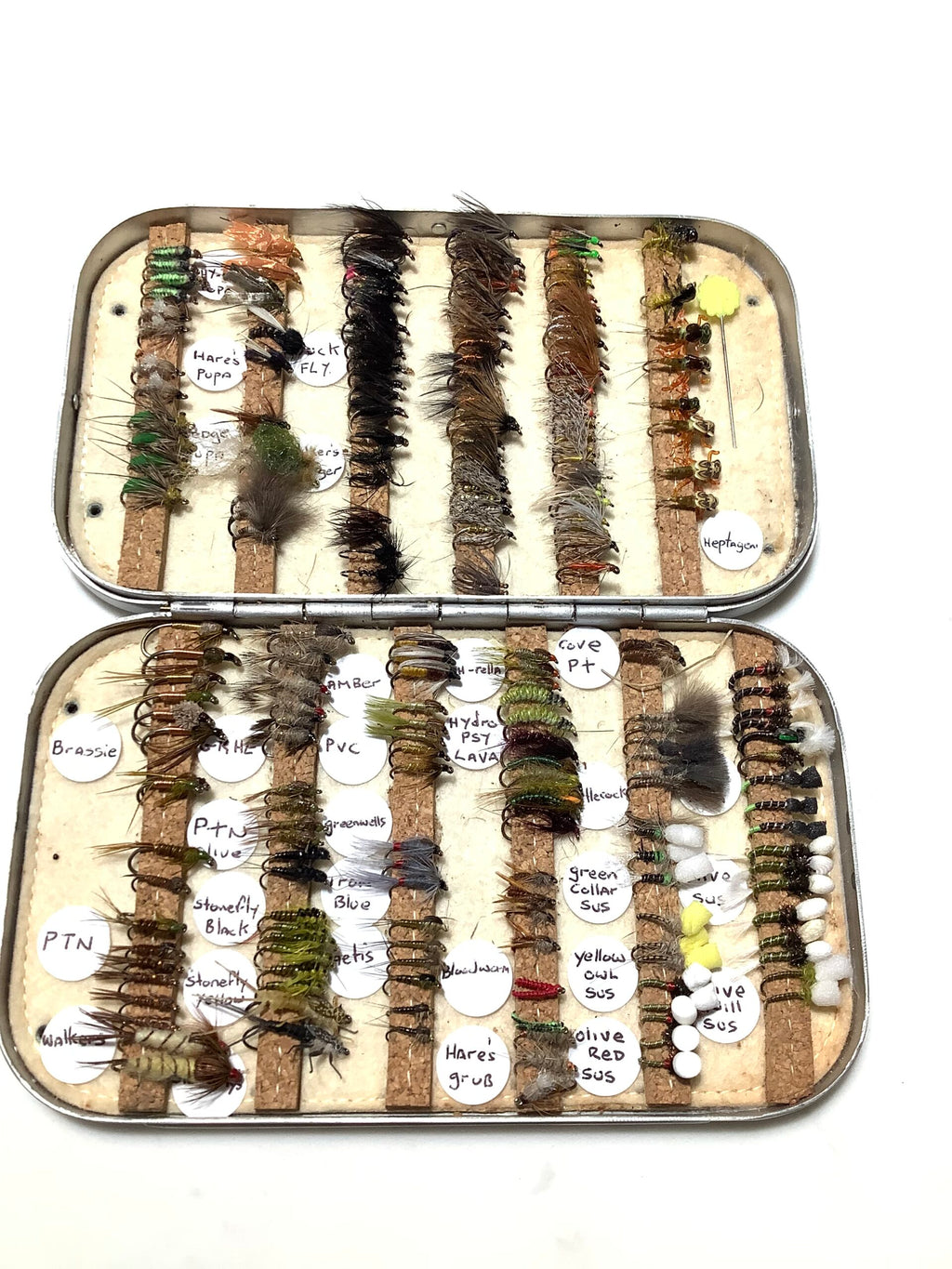 Selection of good traditional trout Nymphs Emerger’s in Wheatley Box