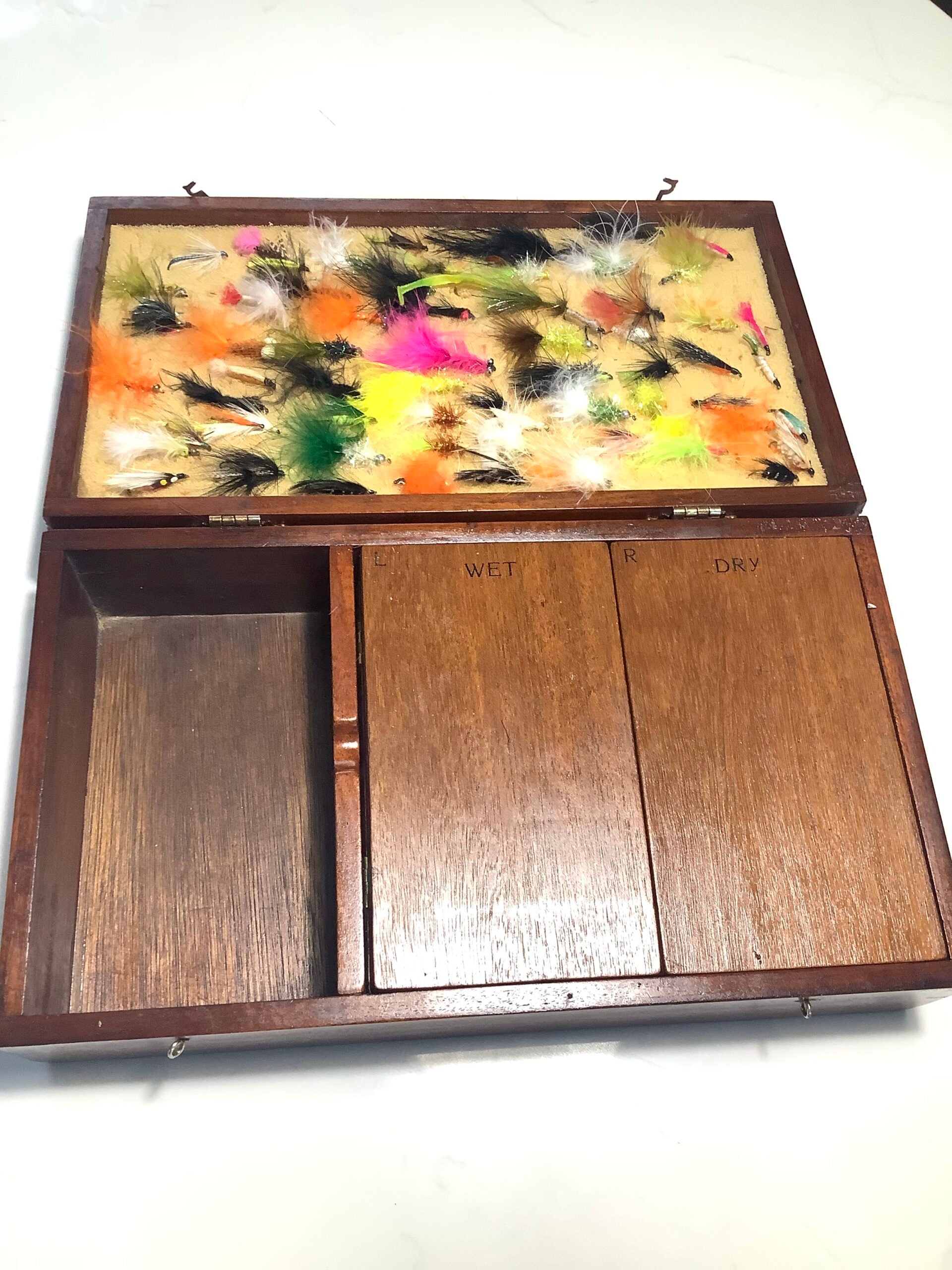 Hand Crafted wood Fishing Tackle Travel Box made for and owned by the late John Wilson