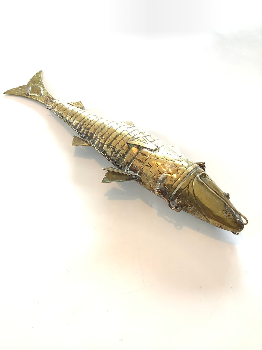 Antique Large Size Articulated Fish Spice Holder.