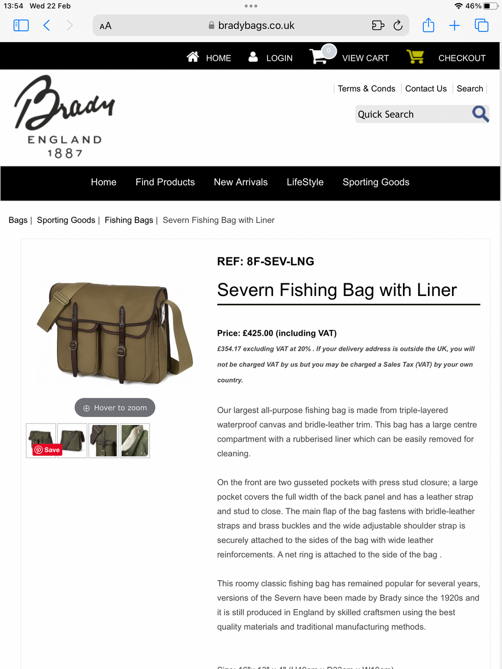 Brand NEW Brady “Severn”Fishermans Bag