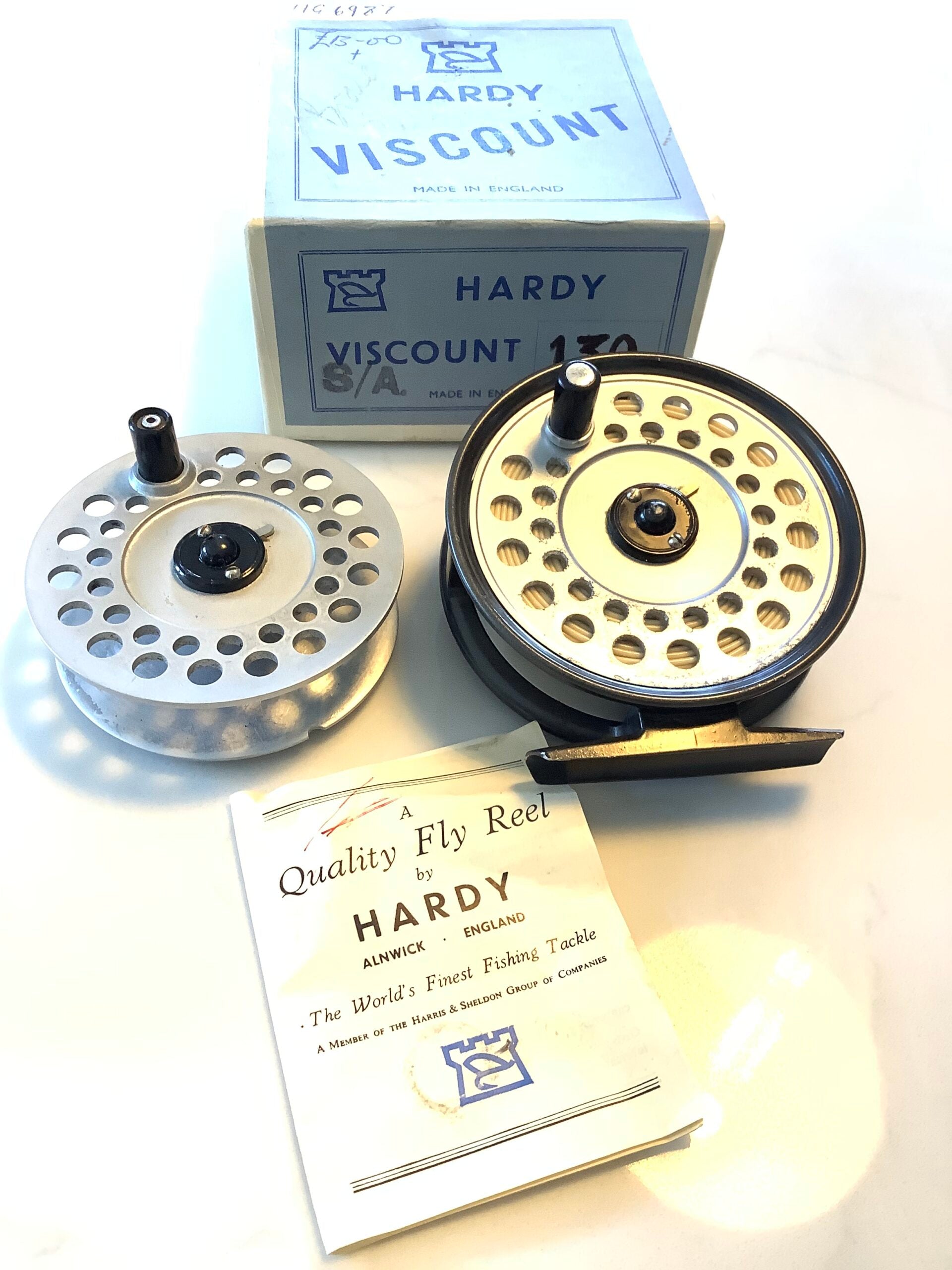Vintage Hardy Bros VISCOUNT 130 Fly Reel + Spare Spool
