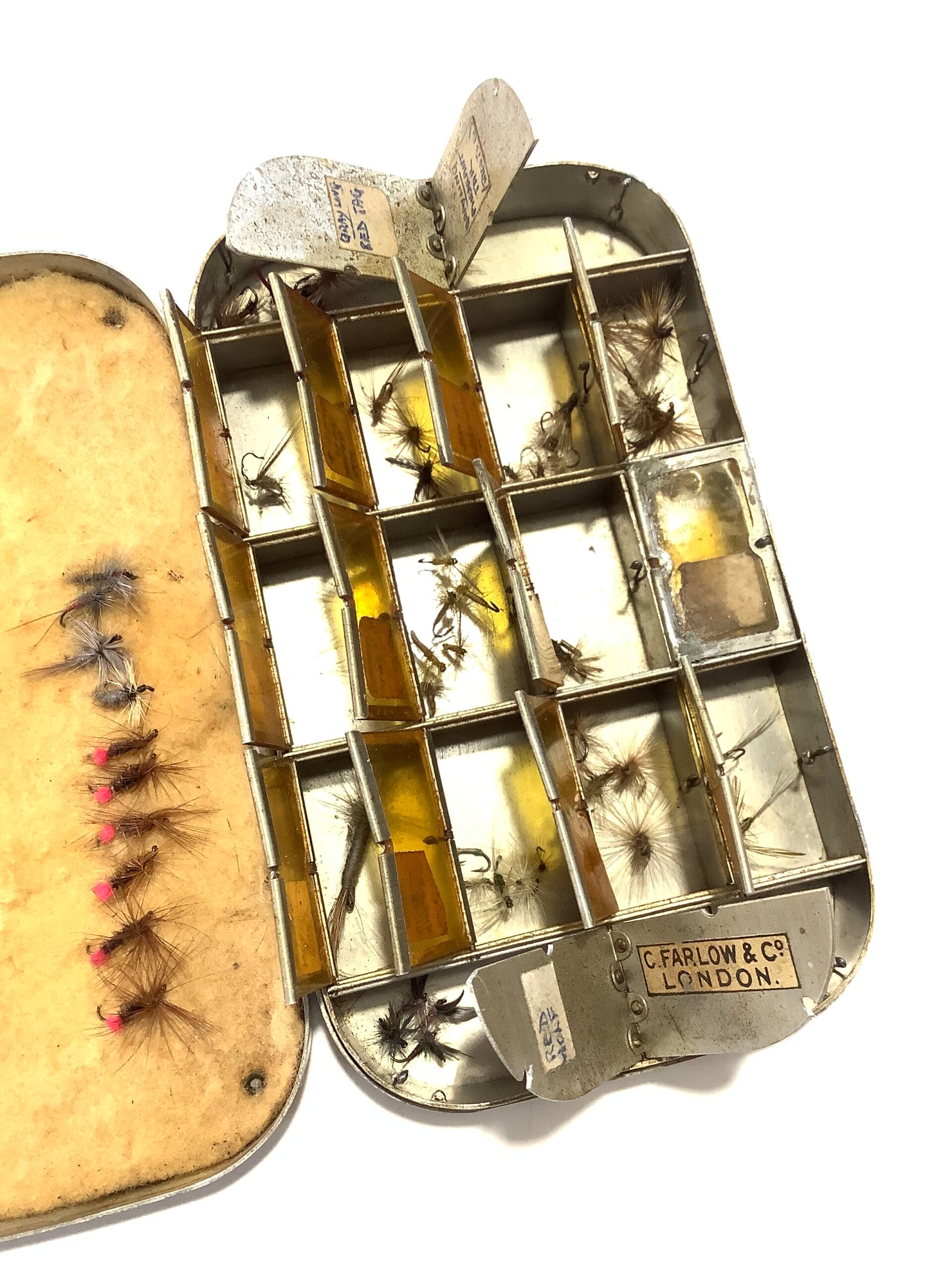 Antique FARLOWS OF PALL MALL LONDON Dry Fly Compartment Box