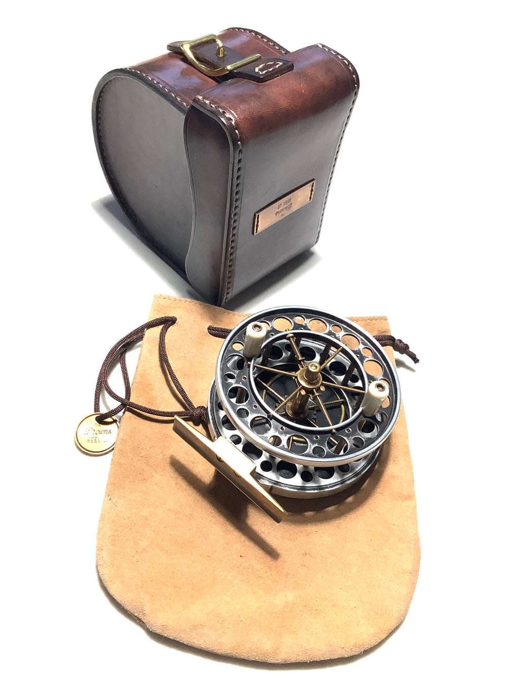 Ultra Rare BROWNS REEL Co Antique Finish Double Ventilated 4 1/2” Limited Edition Centrepin