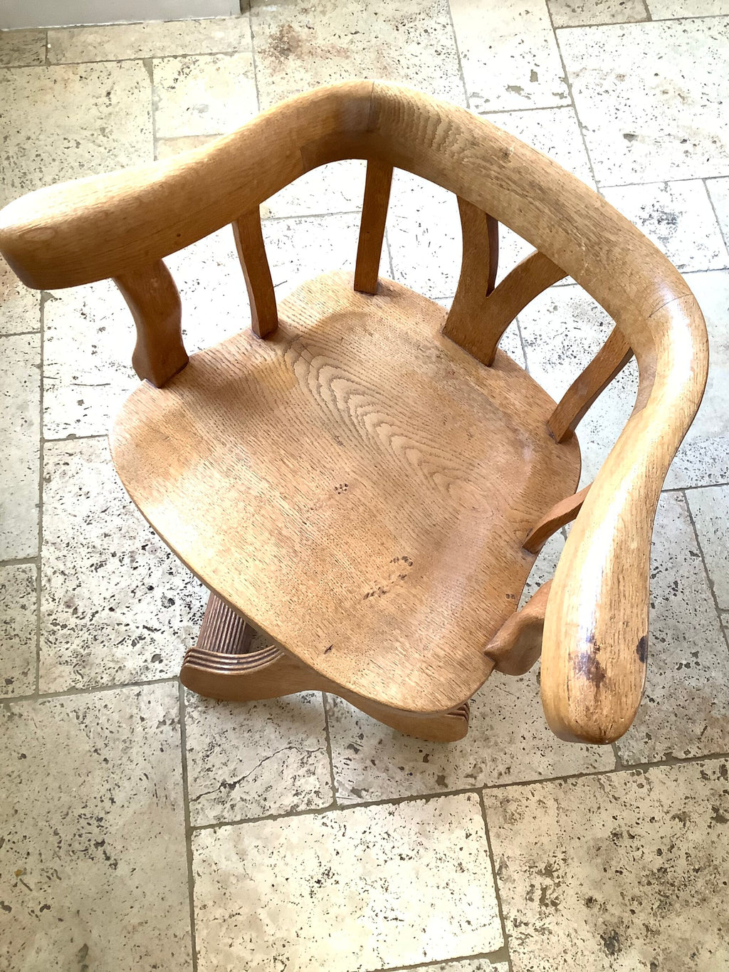 Antique Oak revolving Captains/ Fly tying Chair