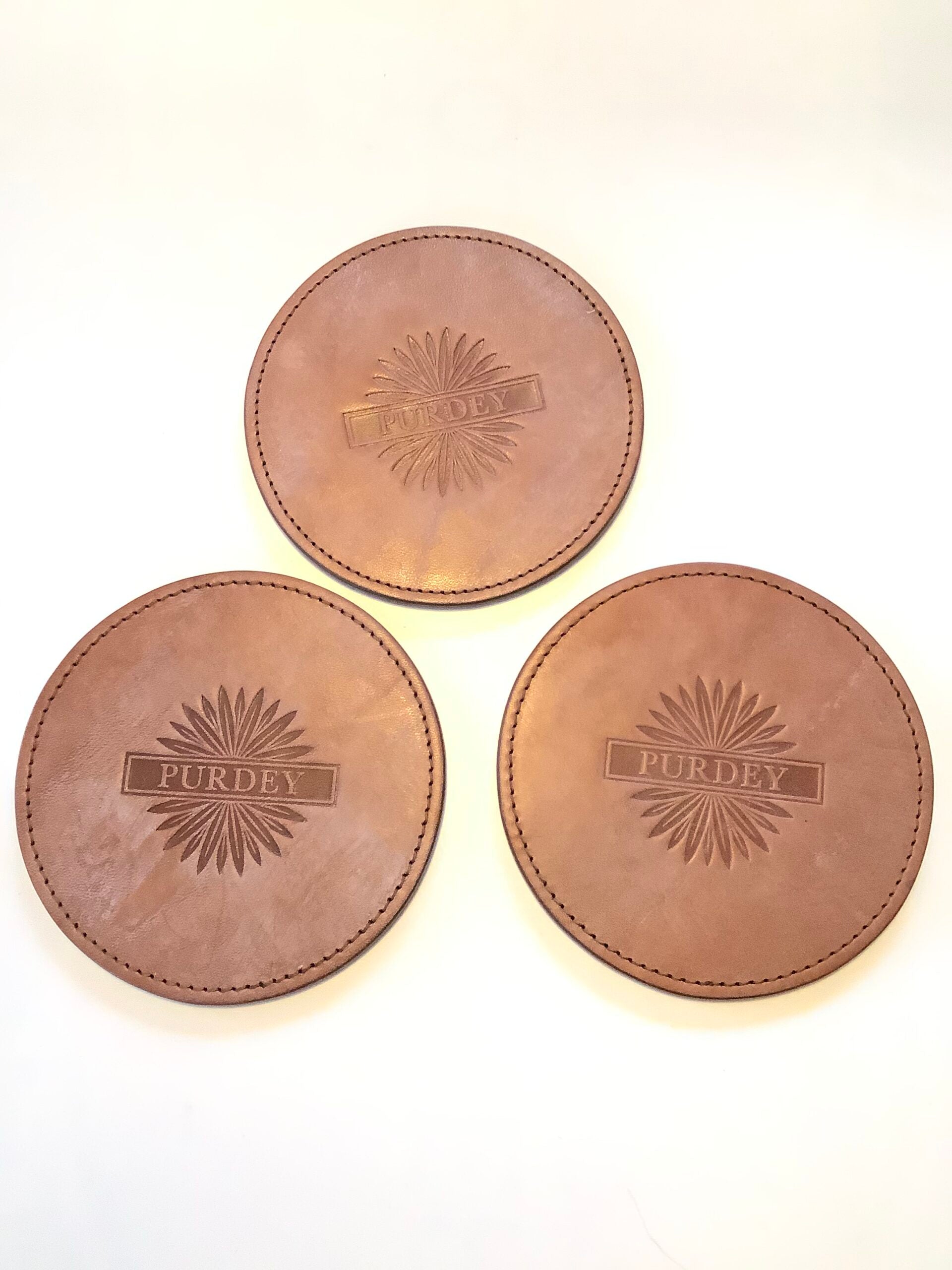 James Purdey of London Havana Audley Leather coasters