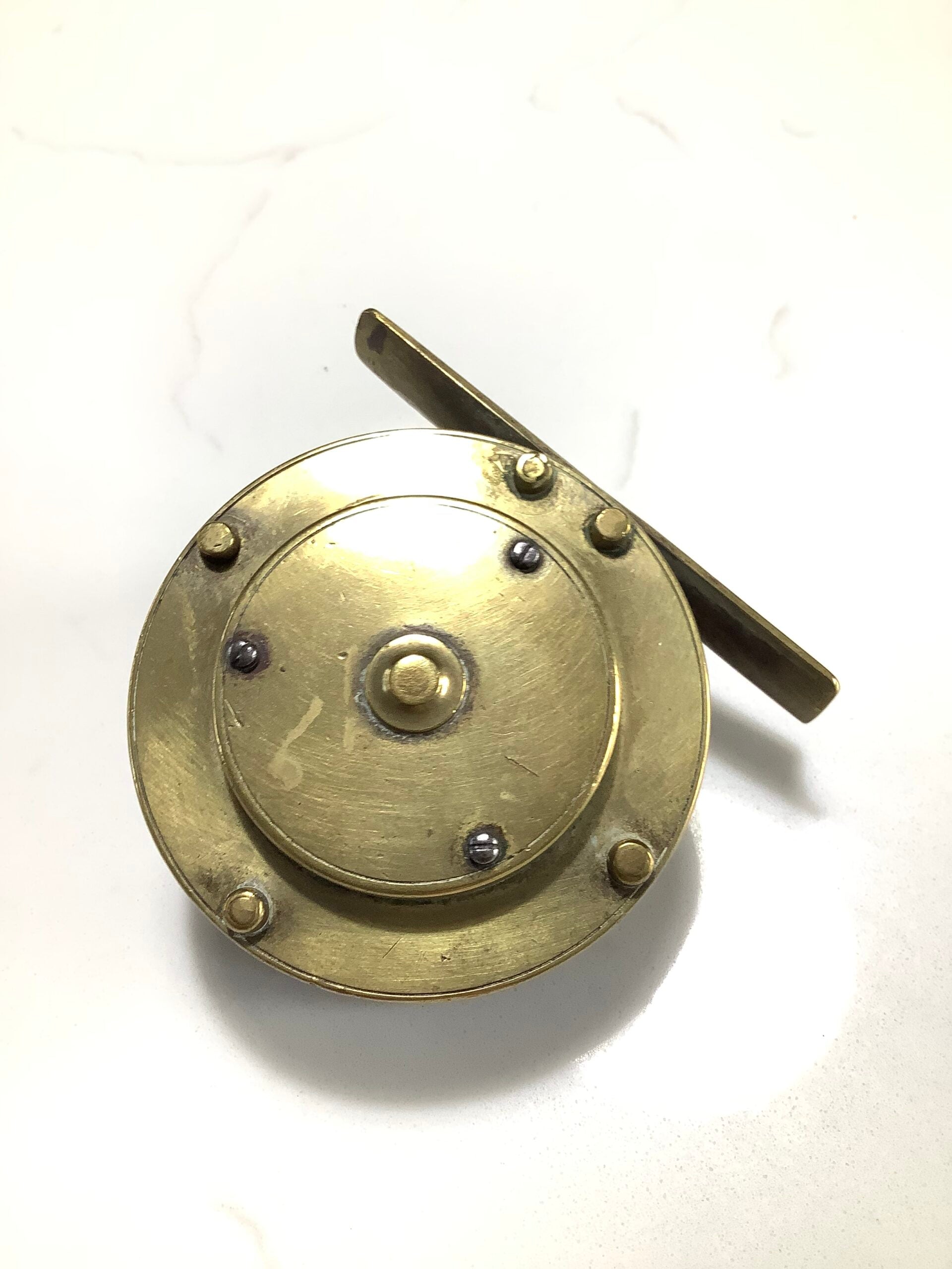 Antique CHAS FARLOW OF THE STRAND LONDON Rare Smallest 23/8” Narrow drum Brass winch