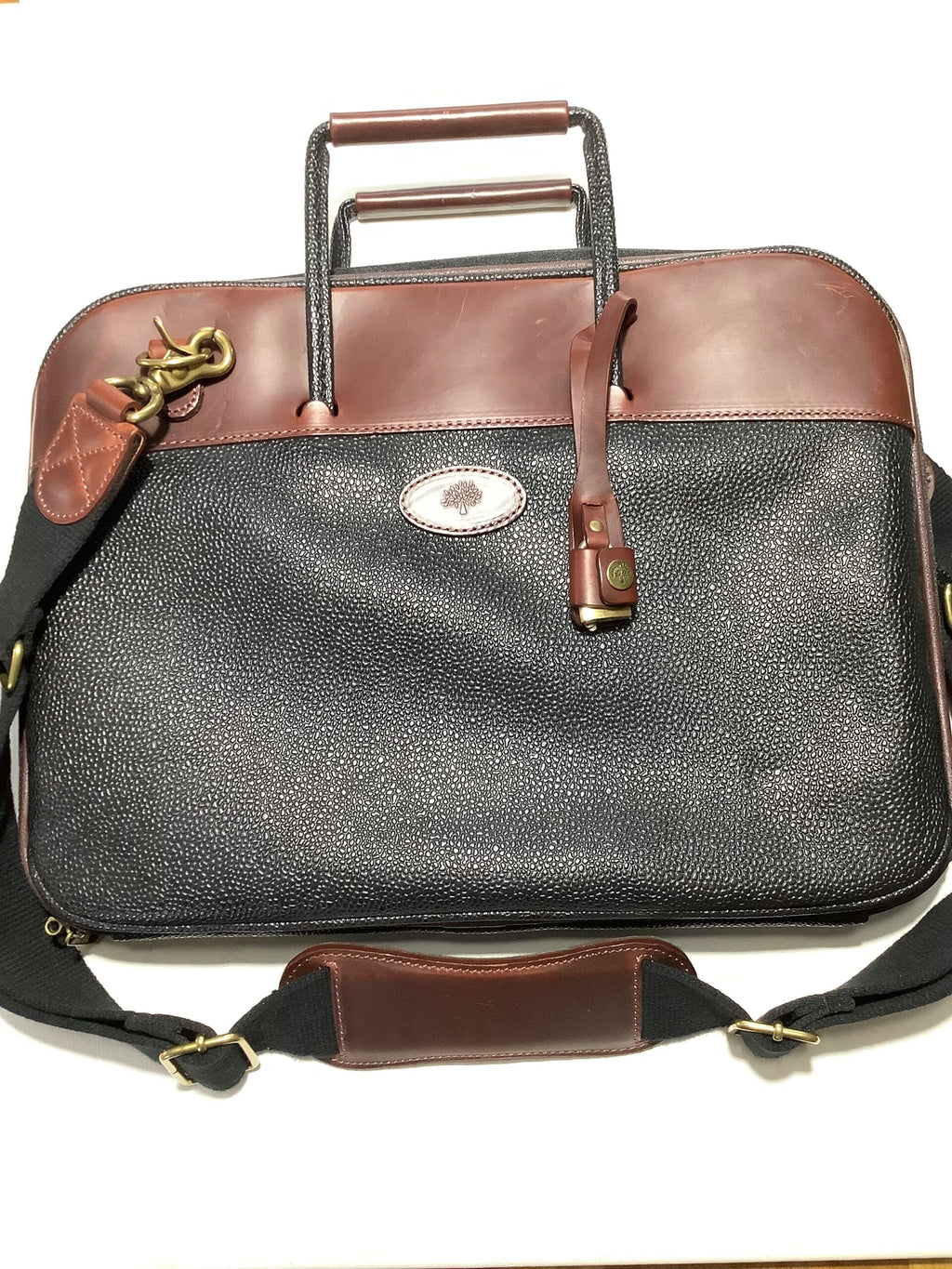 MULBERRY England LEATHER BRIEFCASE SCOTCH GRAIN MESSENGER CARRY ALL BAG
