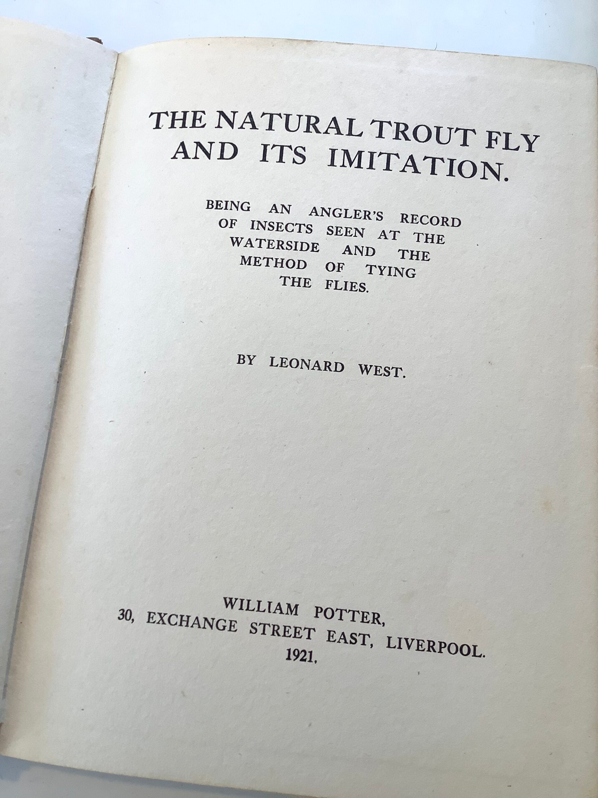 Rare The Natural Trout Fly and it’s Imitation by Leonard West