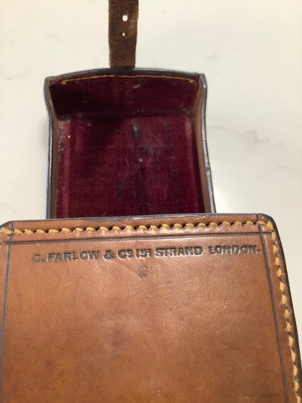 Antique Block Leather Reel case by FARLOWS PALL MALL For 3” Reel