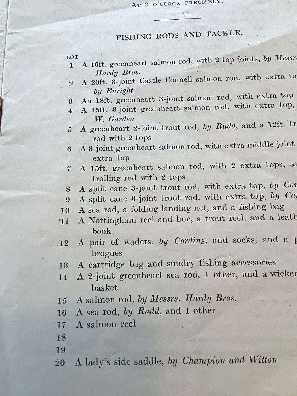 A very Rare 1928 Fishing Shooting Auction Catalogue by Fosters at Pall Mall London