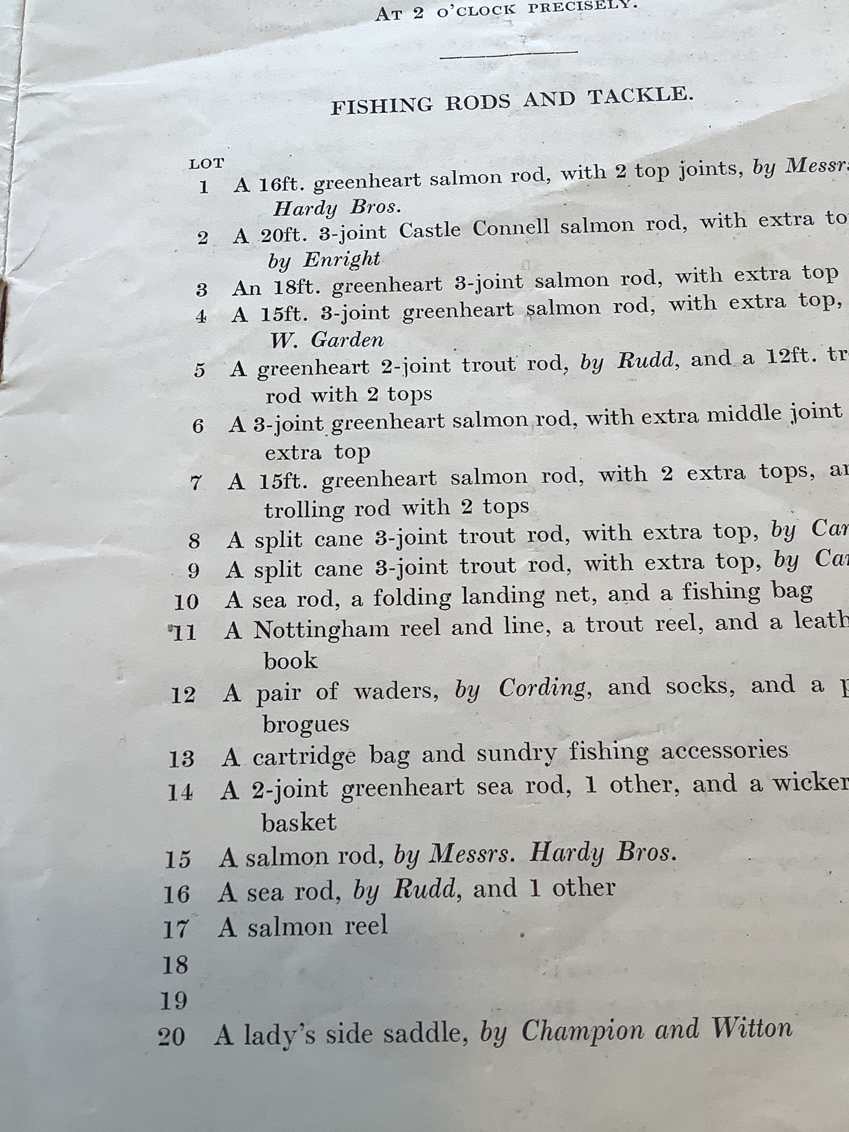 A very Rare 1928 Fishing Shooting Auction Catalogue by Fosters at Pall Mall London