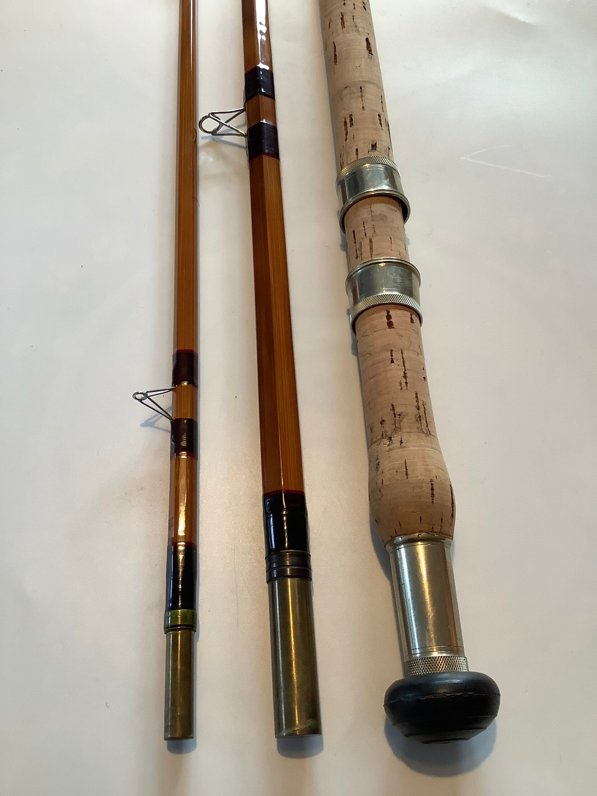 Rare Cadno hand built cane “ L D Trotting” rod 13ft 3” a three piece superb quality, beautiful dark tempered cane