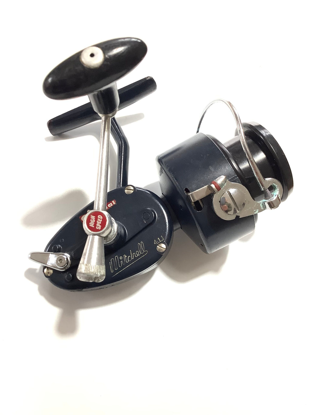 Vintage Blue Mitchell 411 Reel with Spare Spools Case