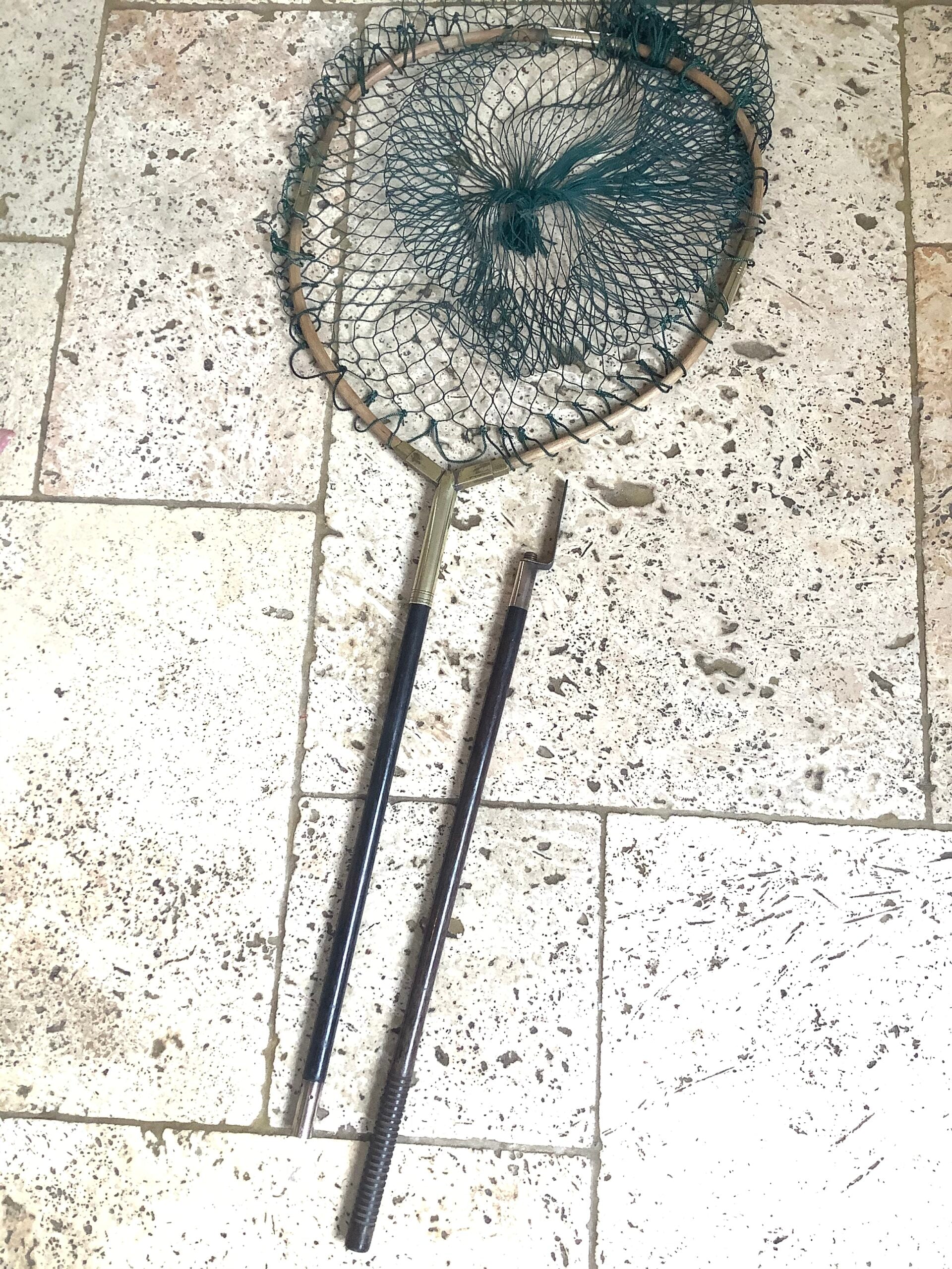 Antique Ebony Handle and brass folding Landing net