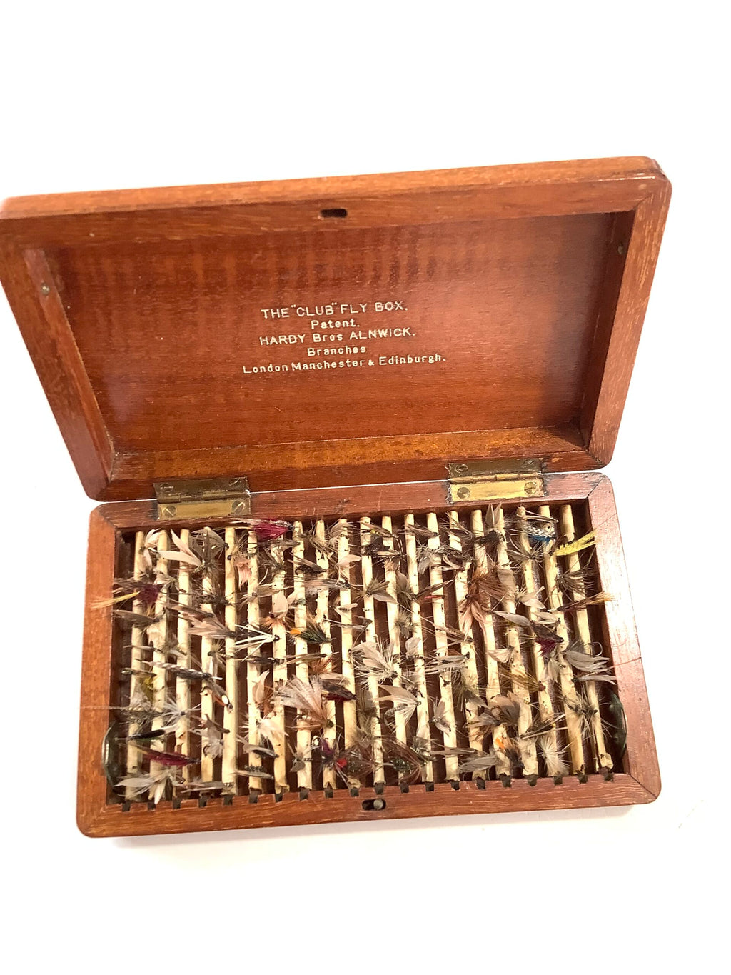 Rare Antique circa 1910 HARDY Bros “ SMALL CLUB “ Satin Mahogany Fly Box