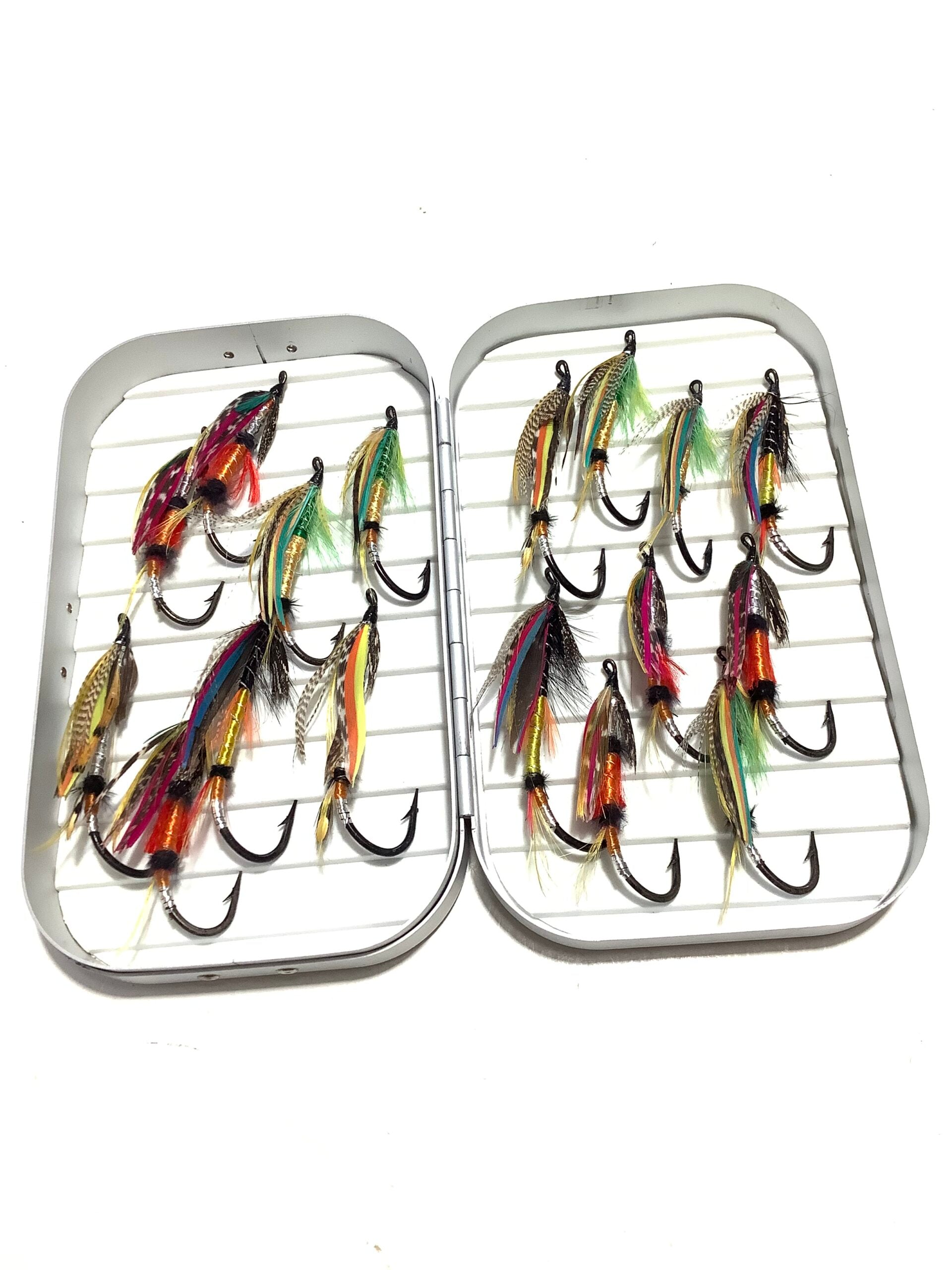New Salmon Fly Box with large dressed unused Salmon flies