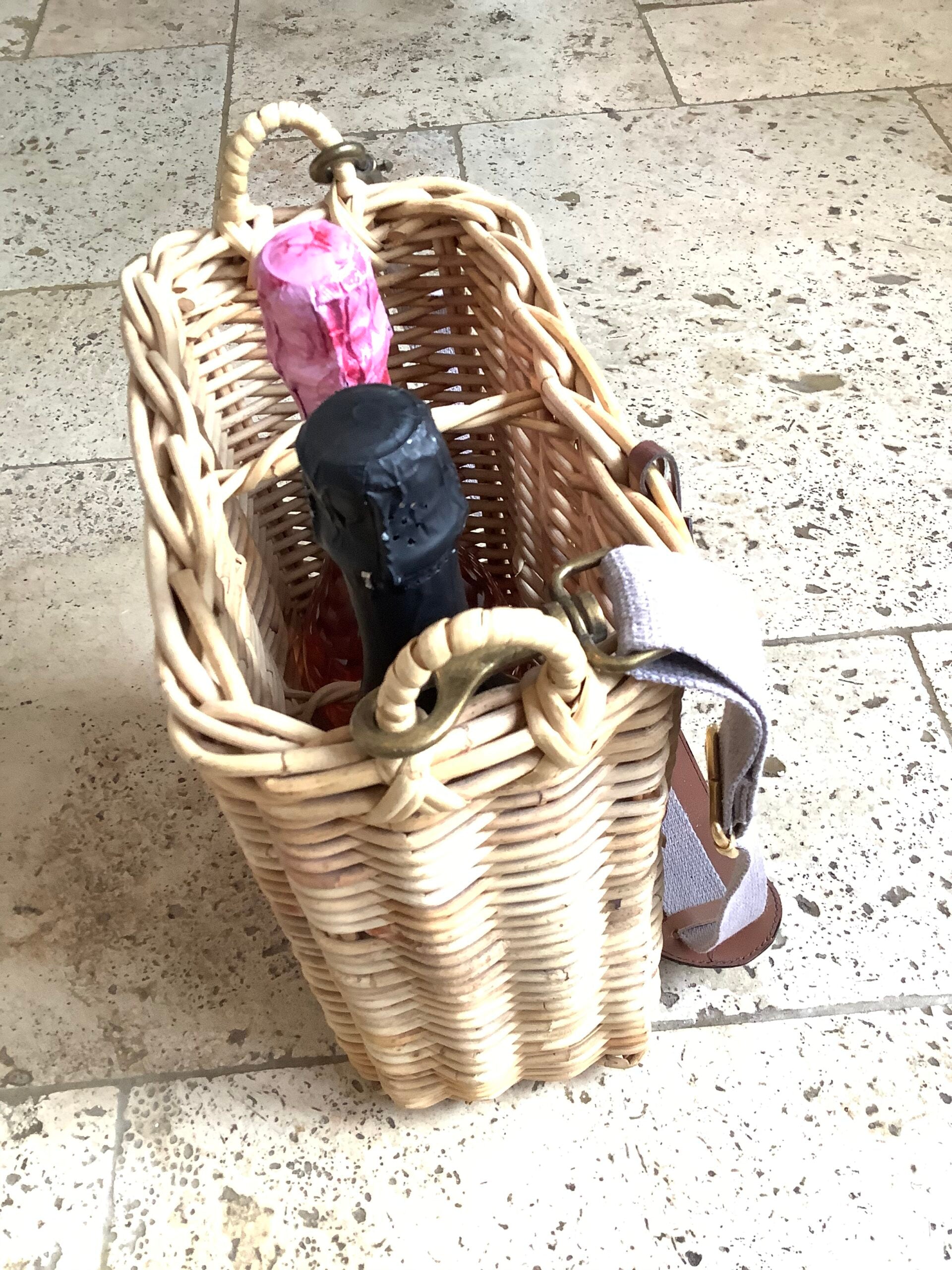 Vintage Mulberry of England wicker champagne/wine carrier