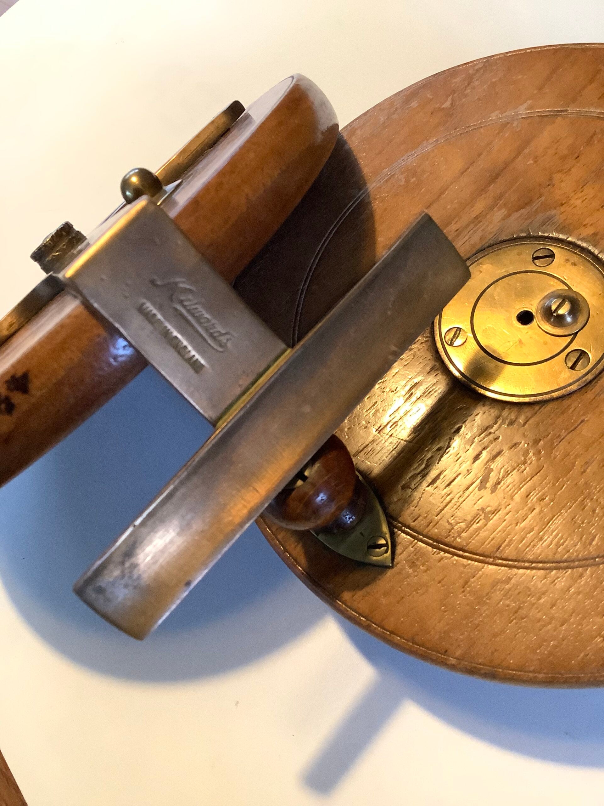 Antique Milwards Large Mahogany Brass Slater Latch Reel