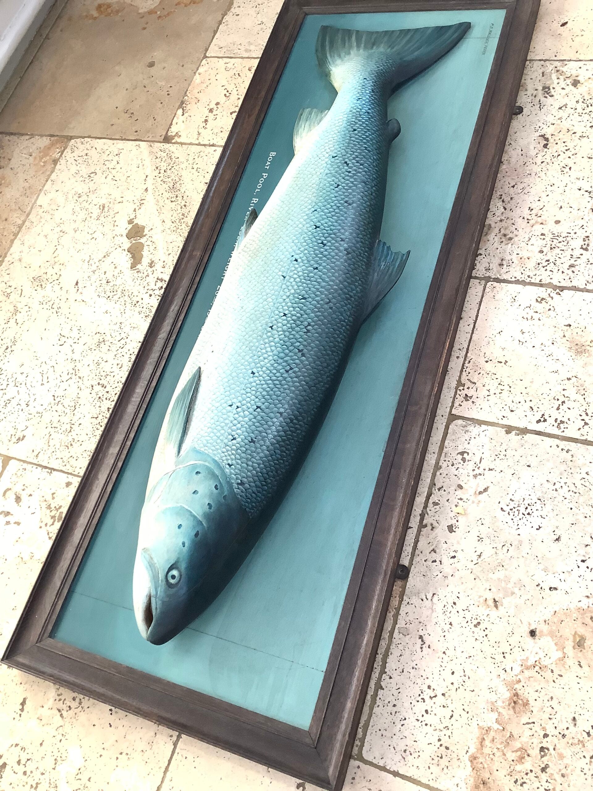 Antique P.D MALLOCH 3/4 Wood Block Carved Beautifully Artistically Painted Atlantic Salmon 1936