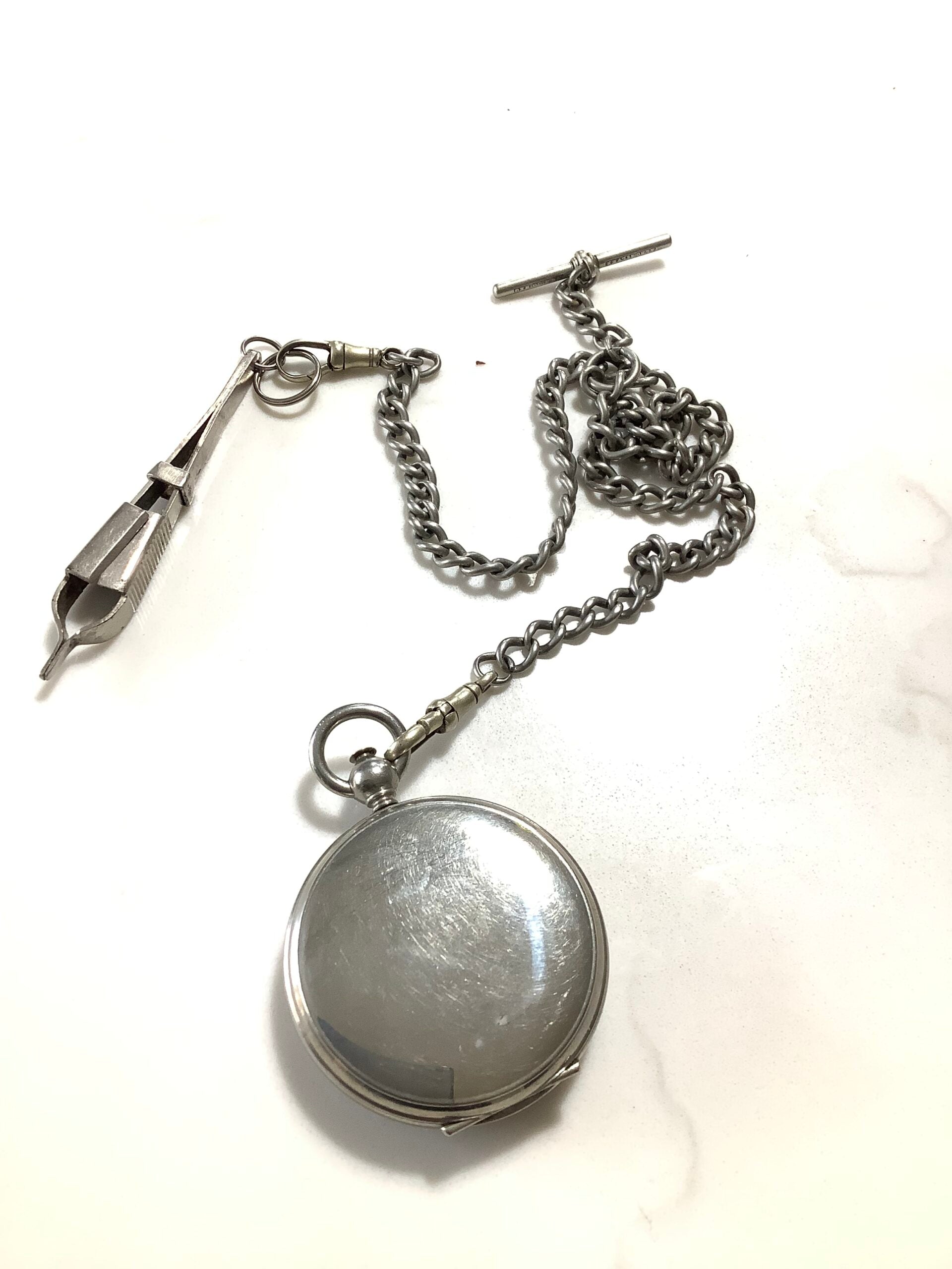 Antique DRIANOIL with Silver chain and Tweezers Fly Fishing Waistcoat Accessories