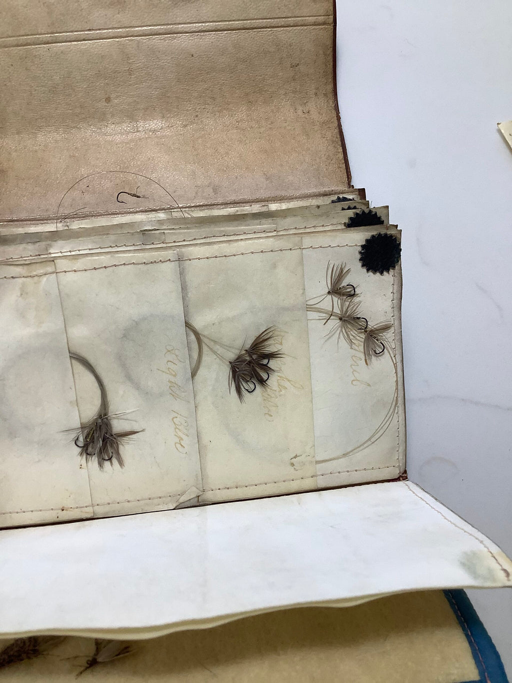 Antique Salmon/Trout Fly Wallet by Rare Maker “ ATKINSON of LANCASTER With Flies