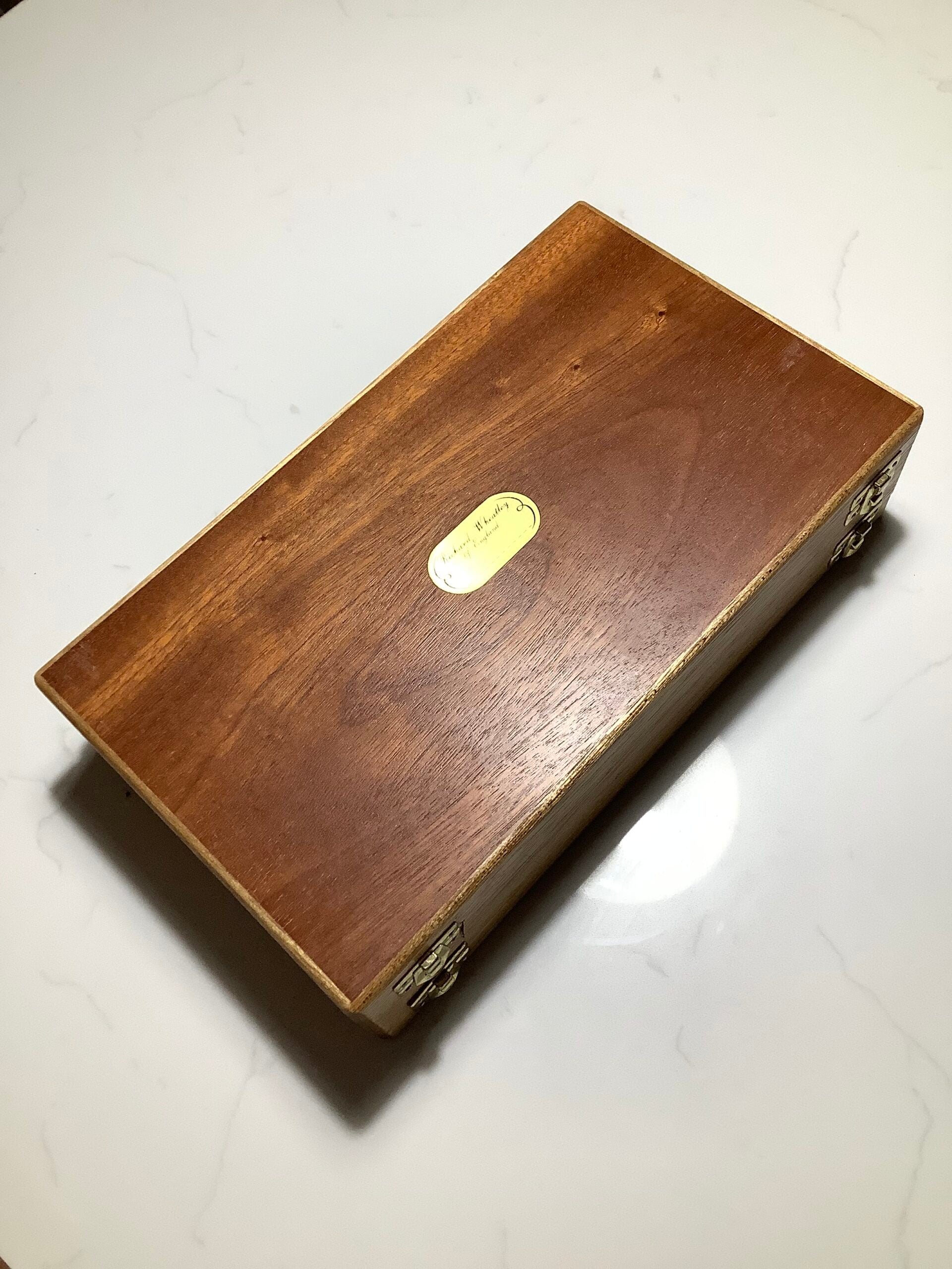 Large Richard Wheatley Hardwood Double lidded Fly case with a selection Donegal Flys