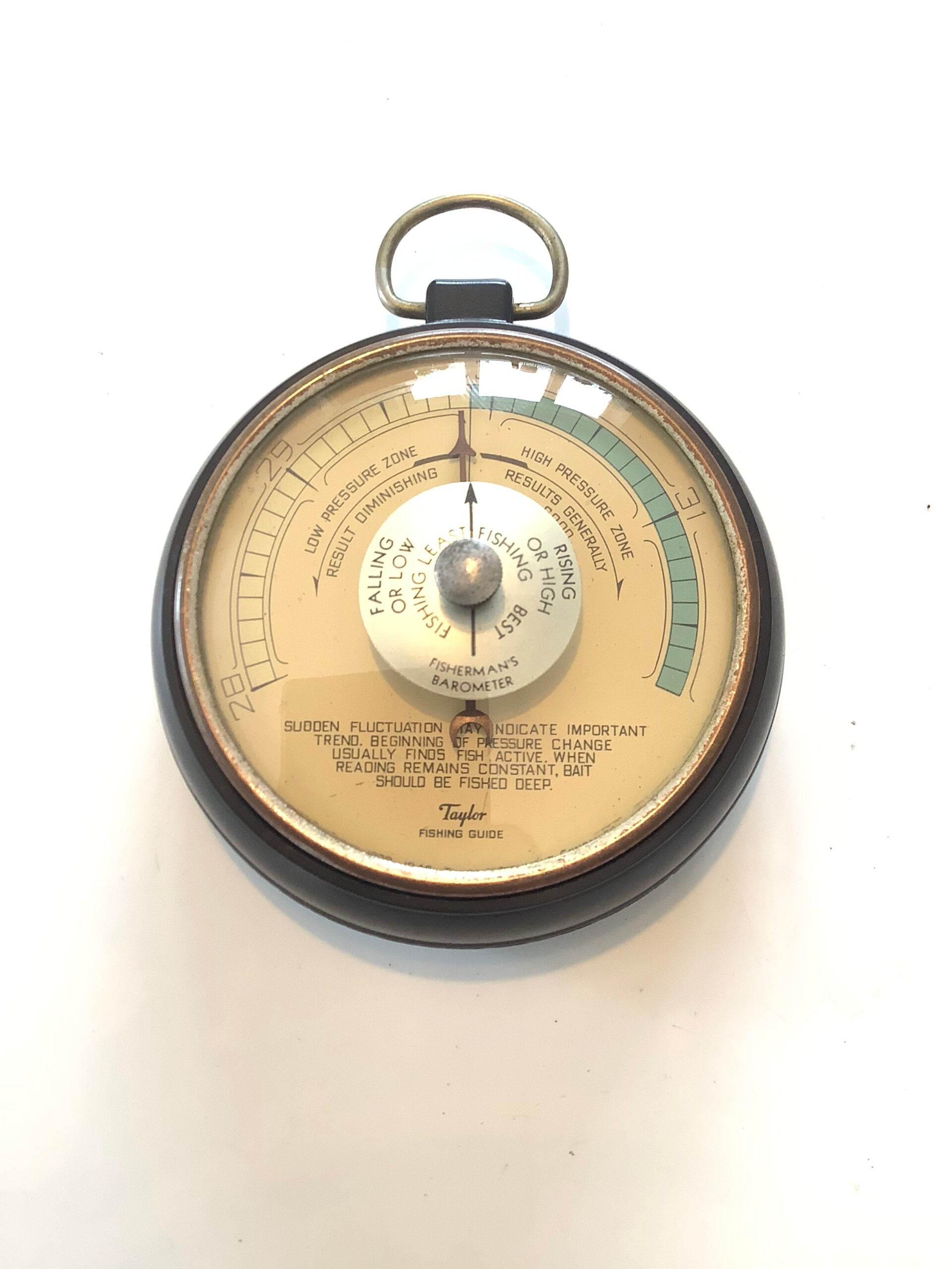 Rare Antique Fisherman’s Pocket Barometer By Taylor Fishing Guide