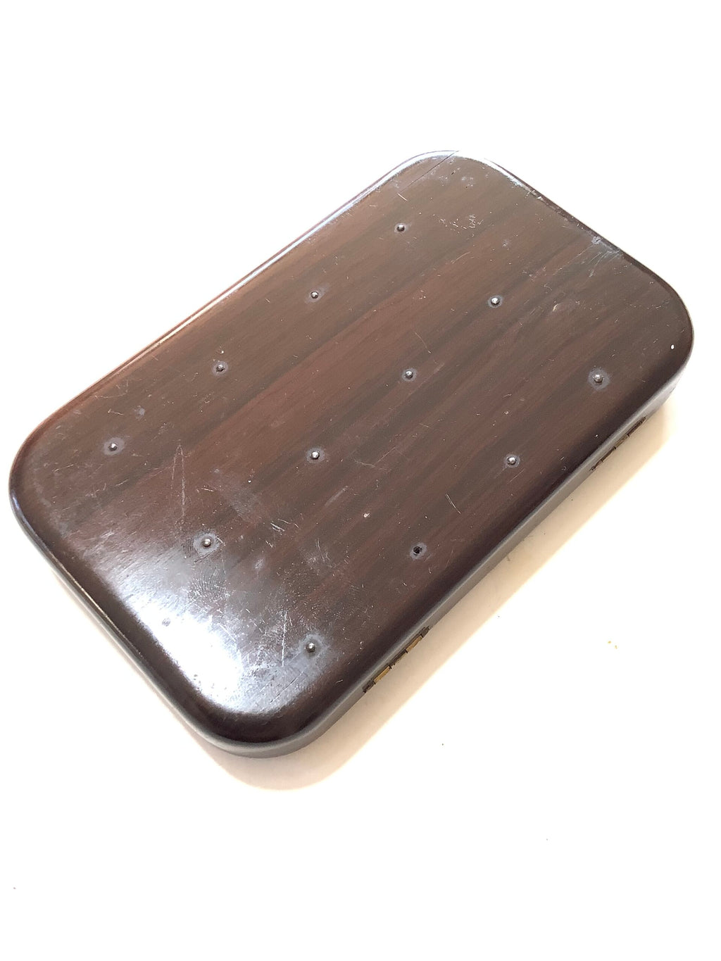 Very Rare Antique circa 1900 Rosewood Neroda Salmon Fly Box with Gut eyed Salmon Flies
